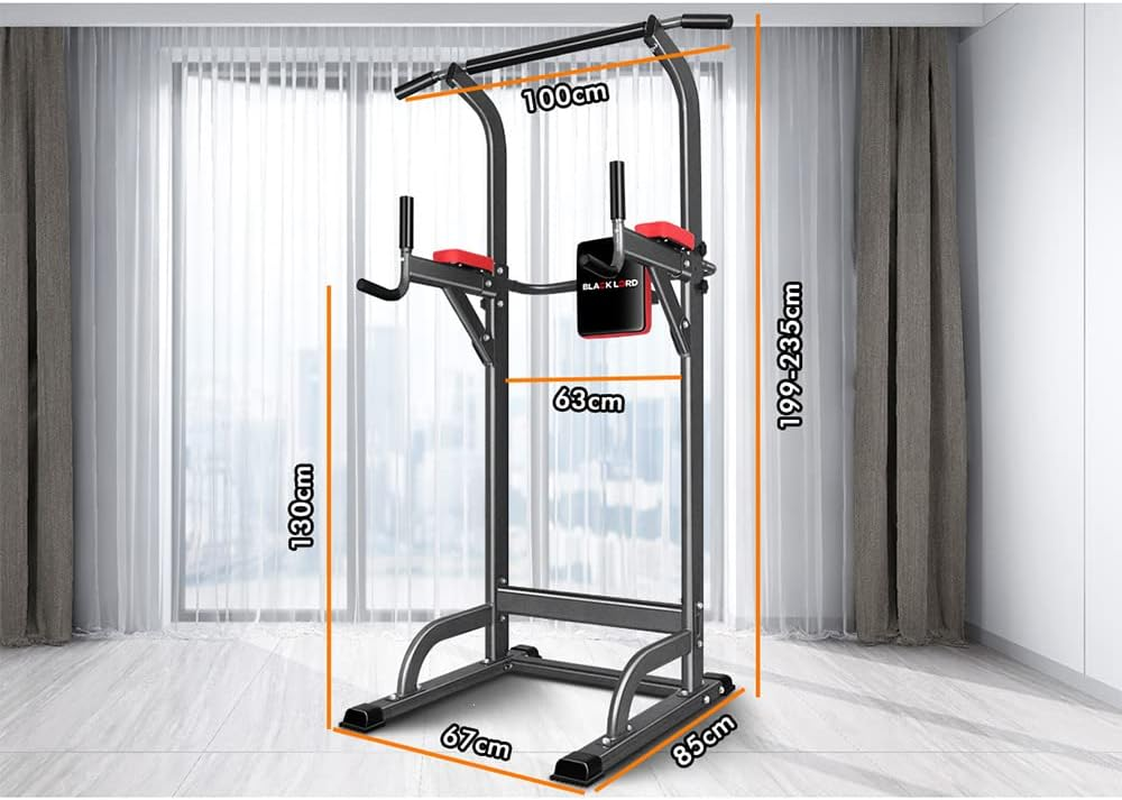 BLACK LORD Pull-Up Station 7-Level Height Adjustable, Chin-Up Dip Station for Strength Training, Home Gym Equipment Multi-Station Chin up and Grip Dip Bar, Power Tower for Knee Raise Press, Max 250Kg image number 1