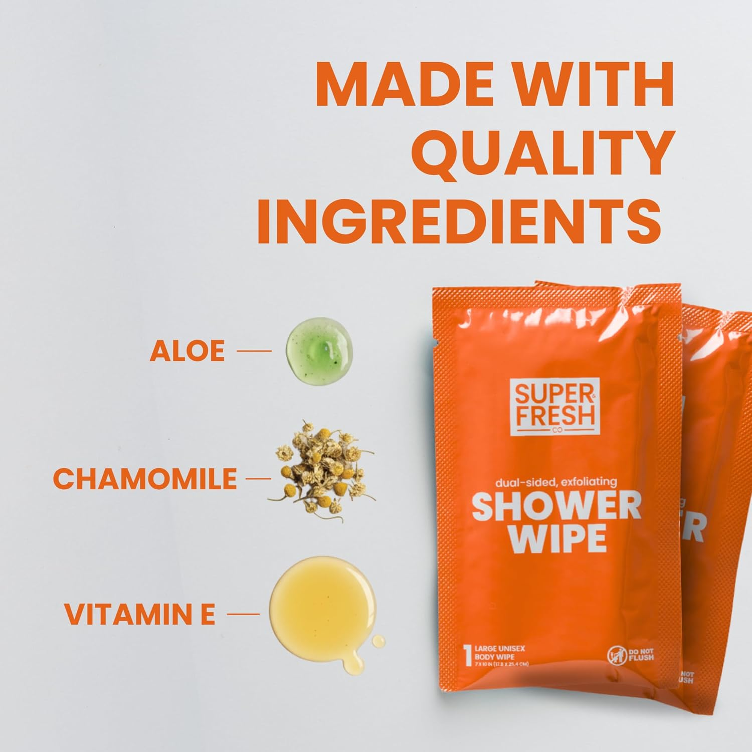 Super Fresh Shower Wipes Large Citrus & Cedar Body Wipes for No Rinse Bathing Personal Hygiene Gym Travel or Camping Enriched with Aloe and Vitamin E 10 Individually Wrapped Disposable Sheets image number 4