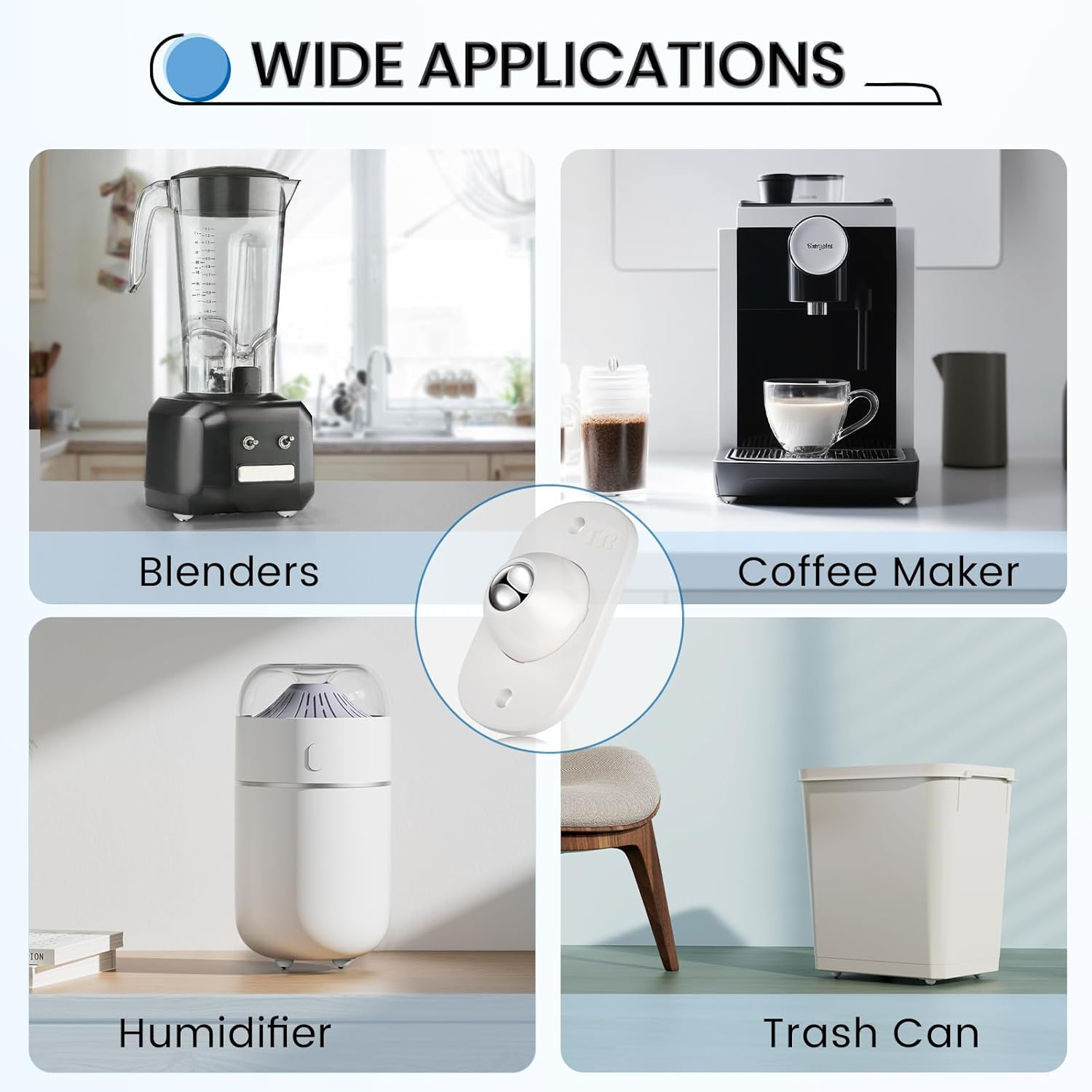 Self Adhesive Caster Wheels, Appliance Rollers for Kitchen Appliances, 360&deg; Swivel Mini Universal Wheel Roller Casters, Sticky Pulley for Trash Can, Storage Box, Appliance Slider (8, White-Swivel) image number 1