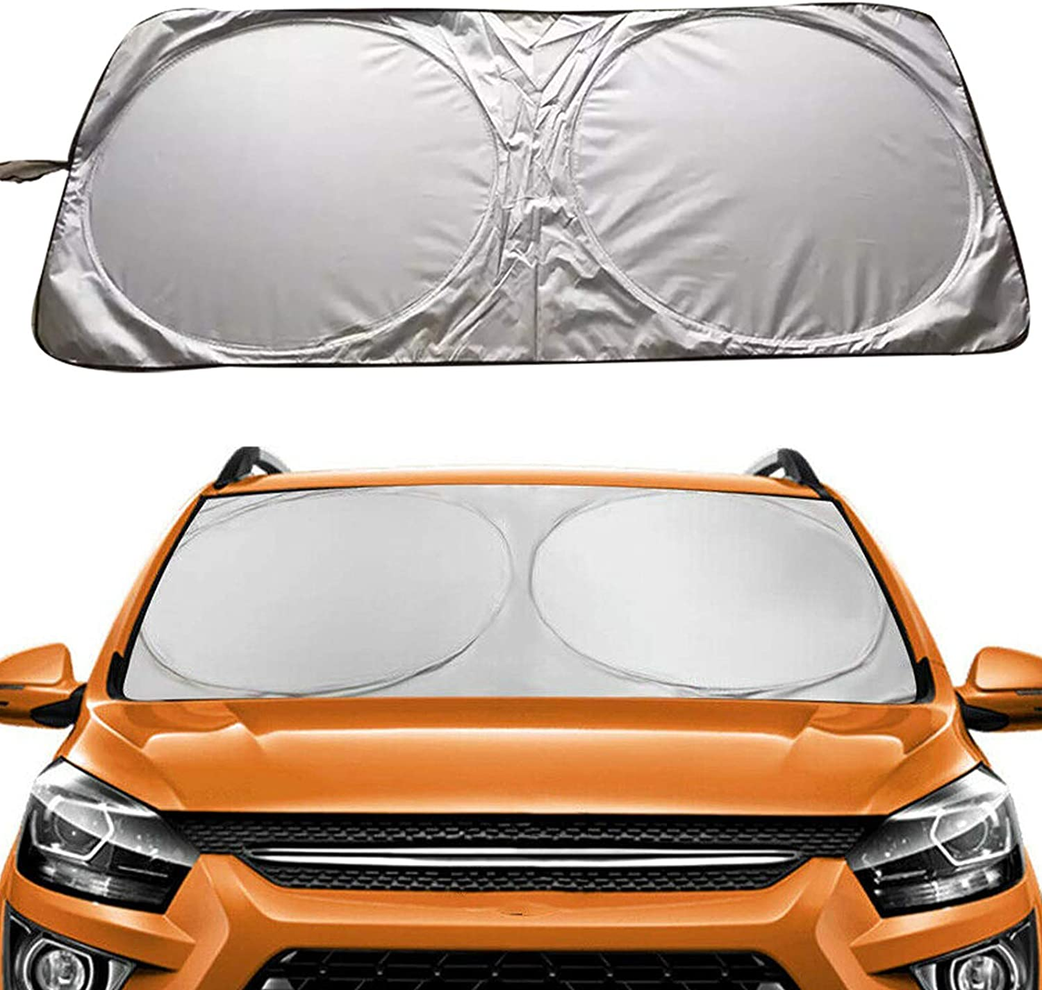 Car Windshield Sun Shade, Proxima Direct Sun Protector for Car Safe Windshield Sunshade Maximum UV Sun Protection-Foldable Car Windscreen Sunshade UV Protector Shields -Keeps Vehicle Cooler(59"X27.6") image number 5