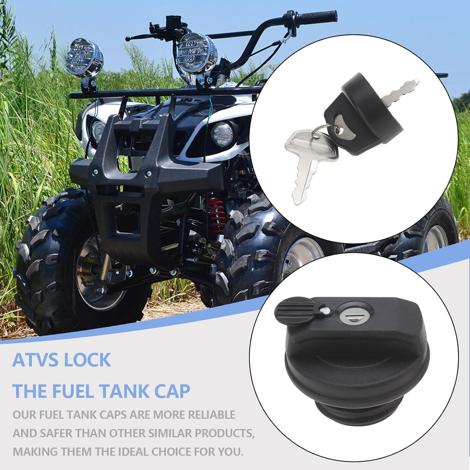 Ecsing 1 Set Car Locking Tank Filler Cap Lockable Tank Cap with Keys 7020-010120 Beach Car Fuel Tank Cover Compatible with Cforce 450 520 550 image number 1