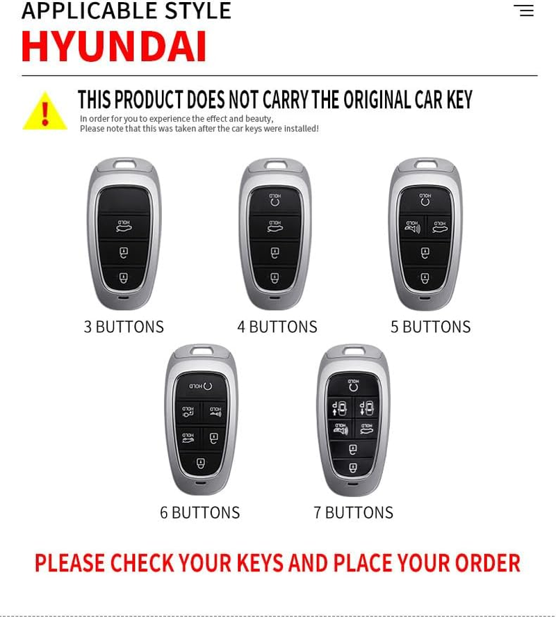 HIBEYO Car Key Fob Cover for Hyundai Sonata 2020 2021 2022 2023 Santa Fe Accessories Alloy+Tpu Material Double Protector image number 6