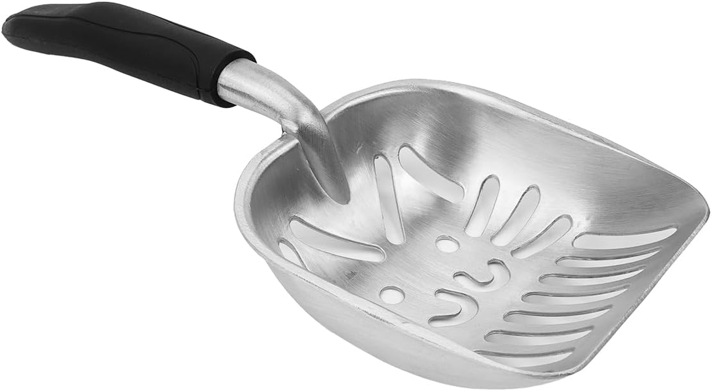 Sarini Cat Litter Scoop Durable Cat Litter Sifter Aluminum Alloy Non-Stick Cat Litter Shovel Large Cat Litter Sifter with Long Rubber Handle image number 1