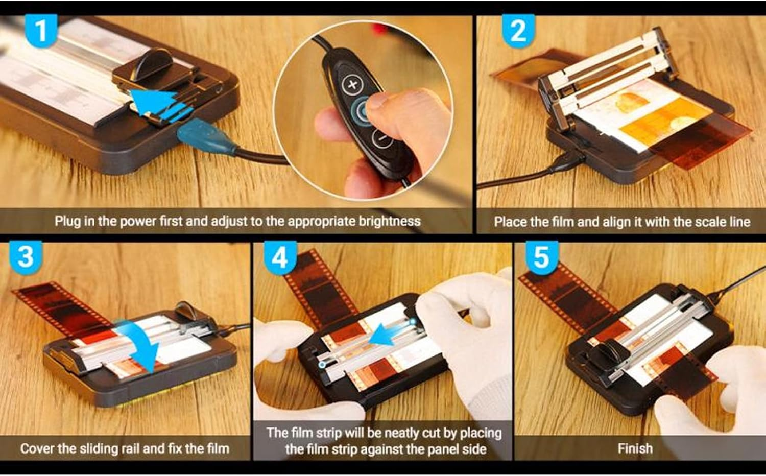 Slide Film Cutter for 35Mm and 120 Medium Format Negatives, Negative Film Cutter with Built in 11 Levels Adjustable LED Backlit image number 4