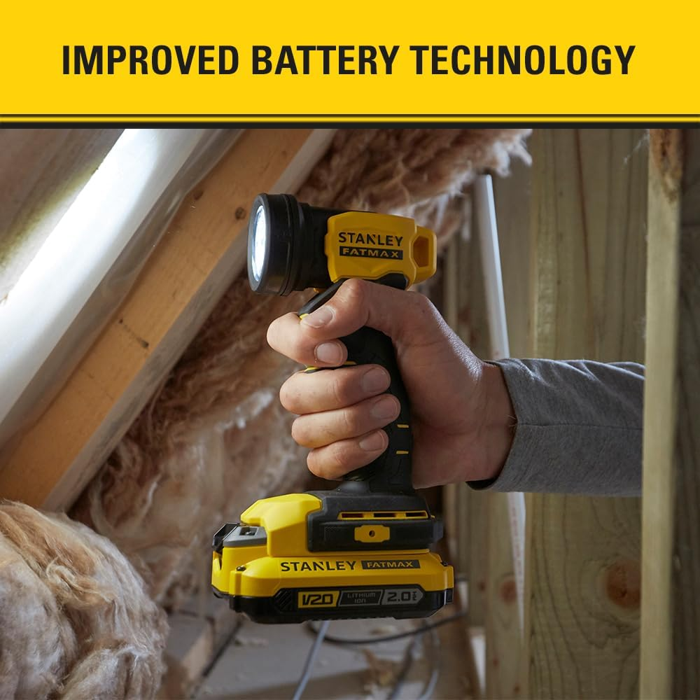 STANLEY FATMAX V20 | 18V LED Torch - Bright 140 Lumens of Light, Pivoting Head, Torch Only image number 5