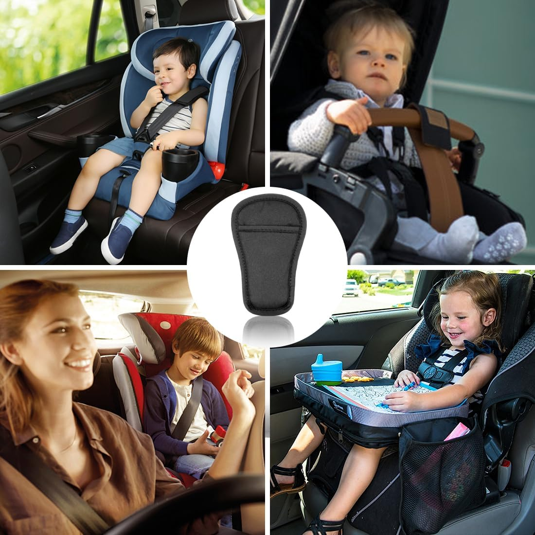 Baby Pad Crotch Cover, Soft Car Seat Belt Cover Pad for Pushchairs, Prams, Car Seats image number 4