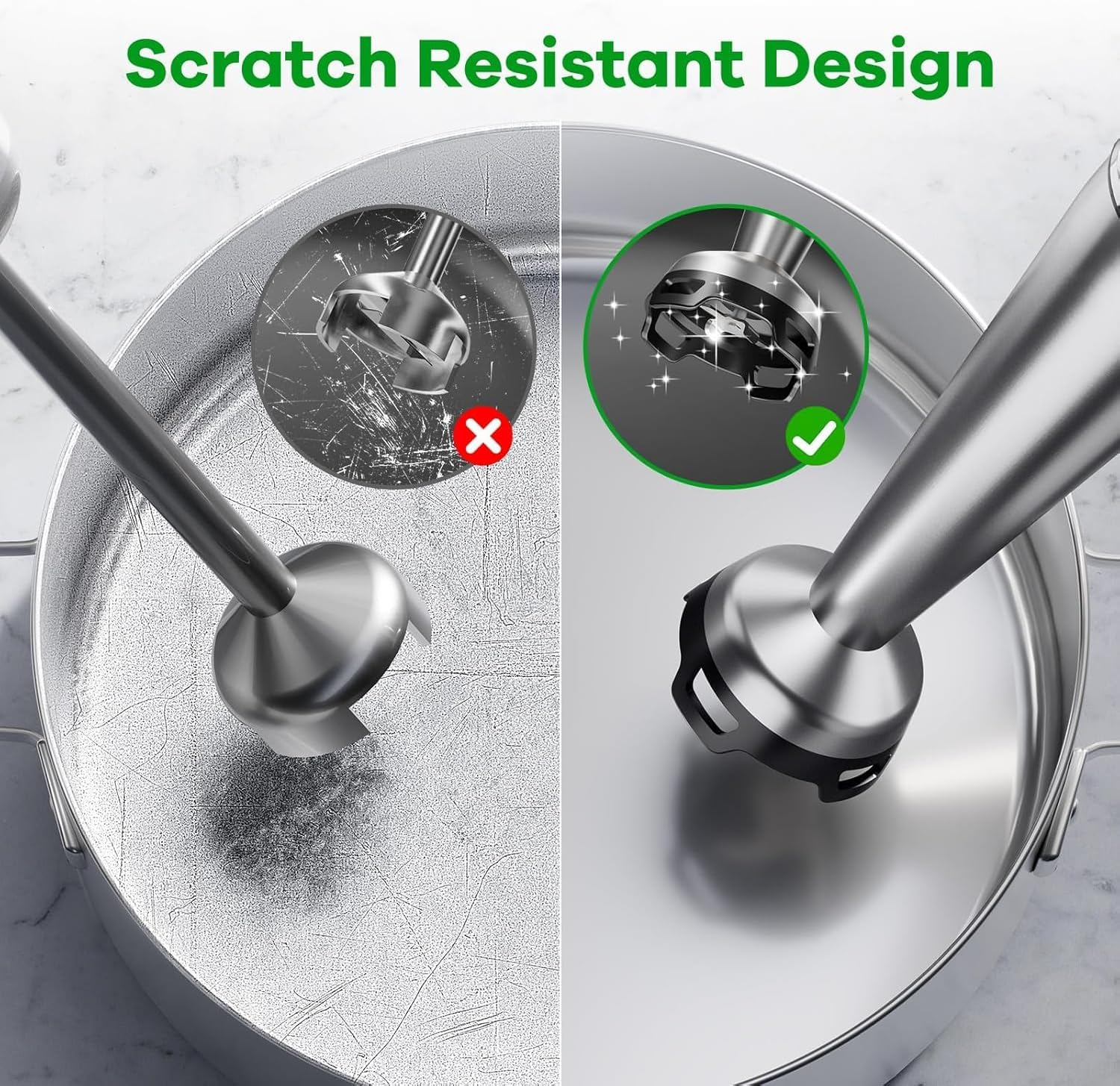 1100W Corded Hand Handheld Immersion Blender, Trigger Variable Speed 5 in 1, Emulsion Blender with Chopper, Whisk and Frother for Soup, Baby Food and Smoothies image number 6