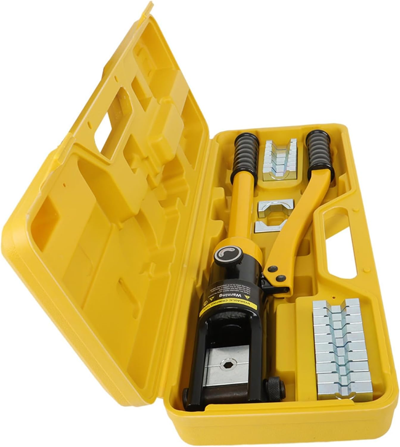 16T Hydraulic Battery Cable Crimper Tool Kit with 11 Interchangeable Dies for Wire Terminals and Lugs image number 4