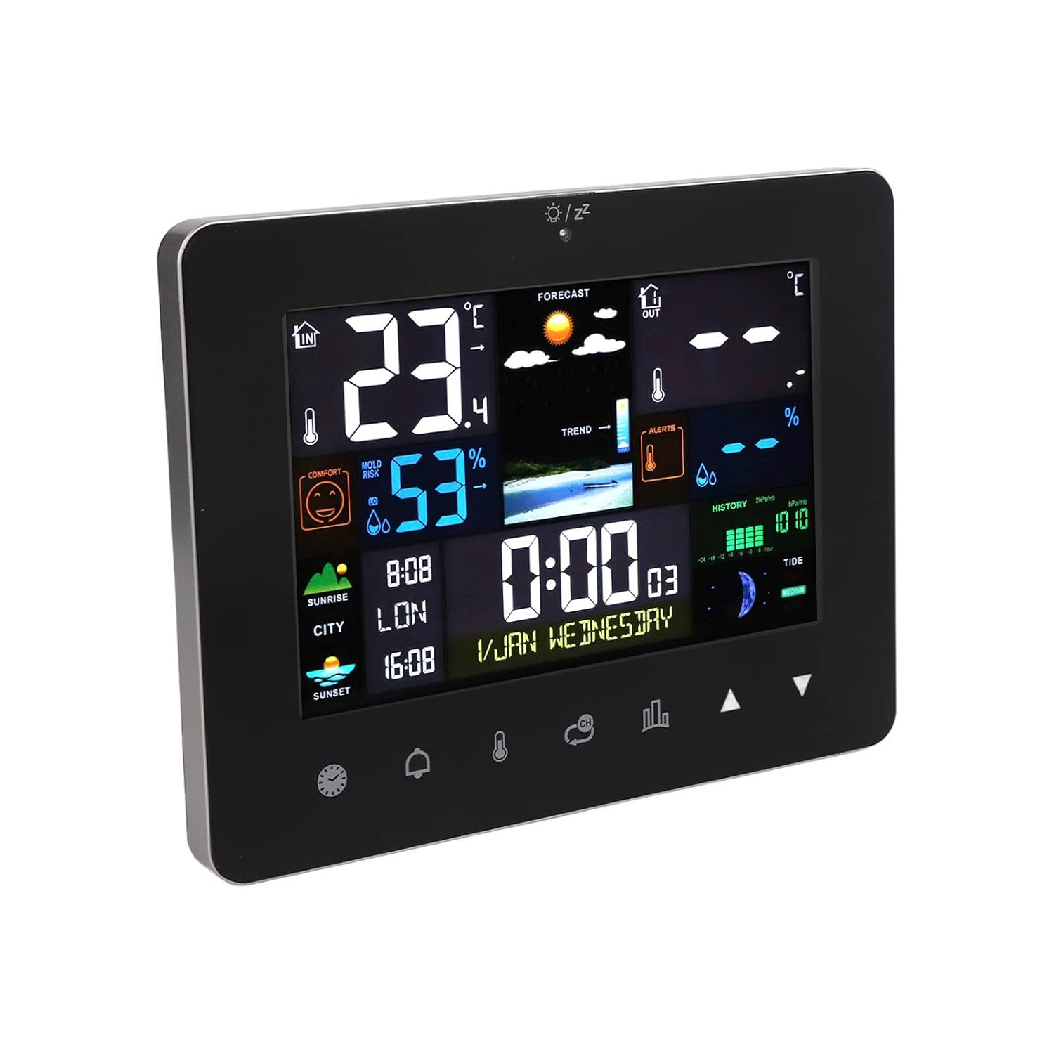 Tnfeeon Digital Meteorological Station Digital Thermometer for Outdoor Wireless Wireless Outdoor with Perpetual Calendar and Alarm Calendar [Family] image number 5