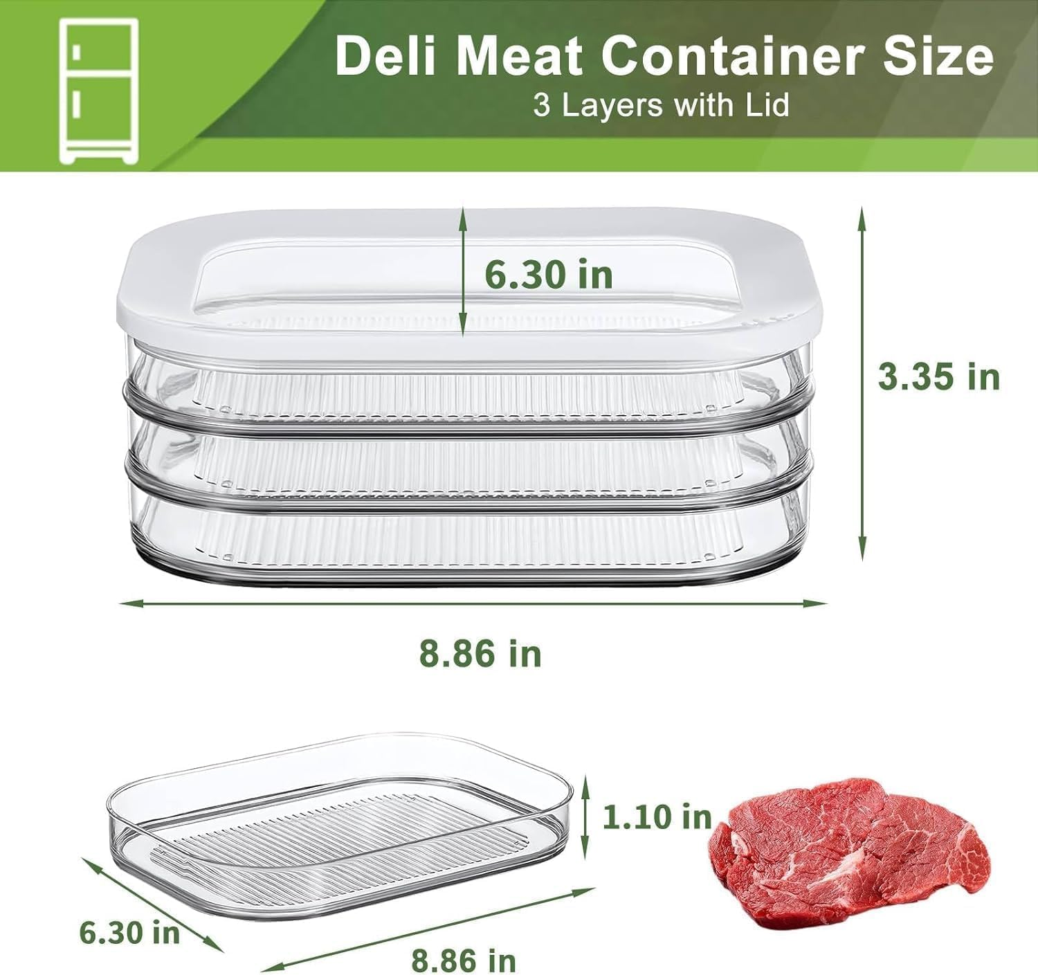 HOMIEST Deli Meat Container for Fridge, Bacon Lunch Meat Container for Refrigerator, Meal Prep Containers, Stackable Food Storage Boxes for Cold Cuts, Salami, Deli, Lunch Meat, BPA Free, 18.6Oz image number 4