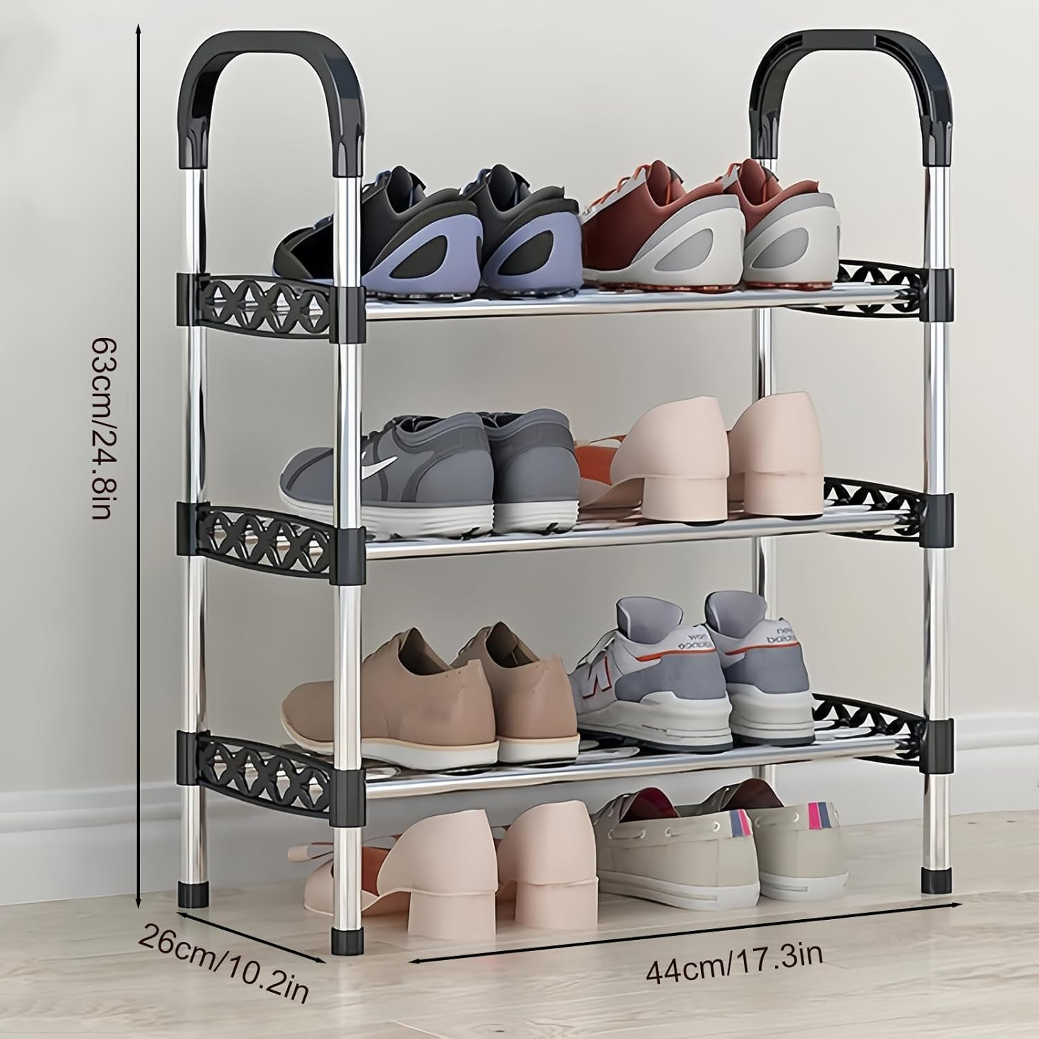 LIANGWEI 3 Tier Small Shoe Rack,Shoe Rack Storage Organizer,Shoe Storage,Narrow Shoe Rack,Suitable for Closet Entryway Hallway Bedroom Dormitory Rental House Balcony Space-Saving (Quick Assembly) image number 6