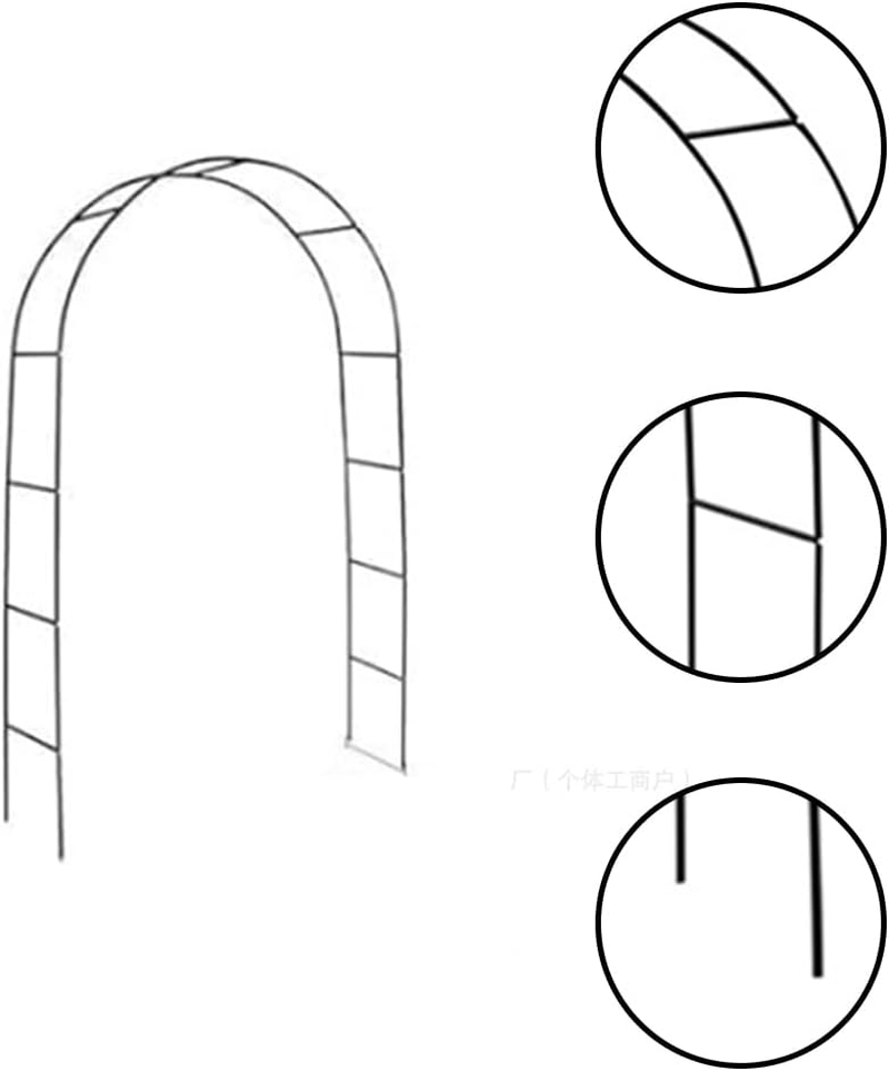 Metal Garden Arch, Garden Arch Trellis for Climbing Plants, Assemble Freely 2 Sizes for Wedding Climbing Plant Roses Vines Bridal Party Decoration (Black) image number 3