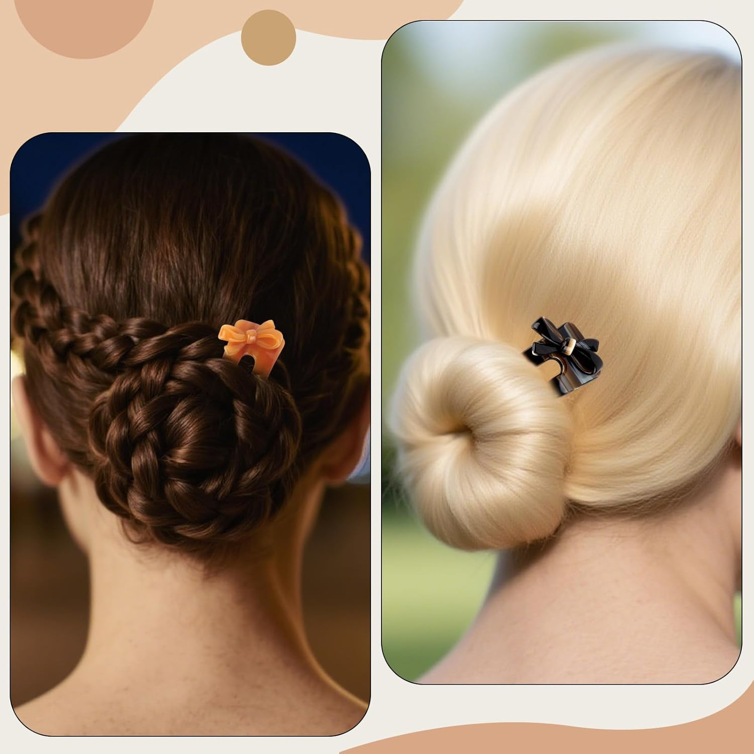 Srotmirw Bow Hair Pins, Pack of 3 U-Shaped French Pin in Hair Accessories for Women and Girls in Daily Clothing image number 5