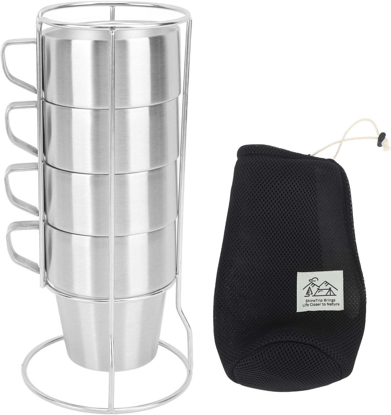 300Ml Stackable Coffee Cups Set, Stainless Steel Double Layer Insulated Mugs for Fruitjuice Iced Coffee, Lightweight and Portable for Outdoor Activities, Picnics, Camping, And image number 6