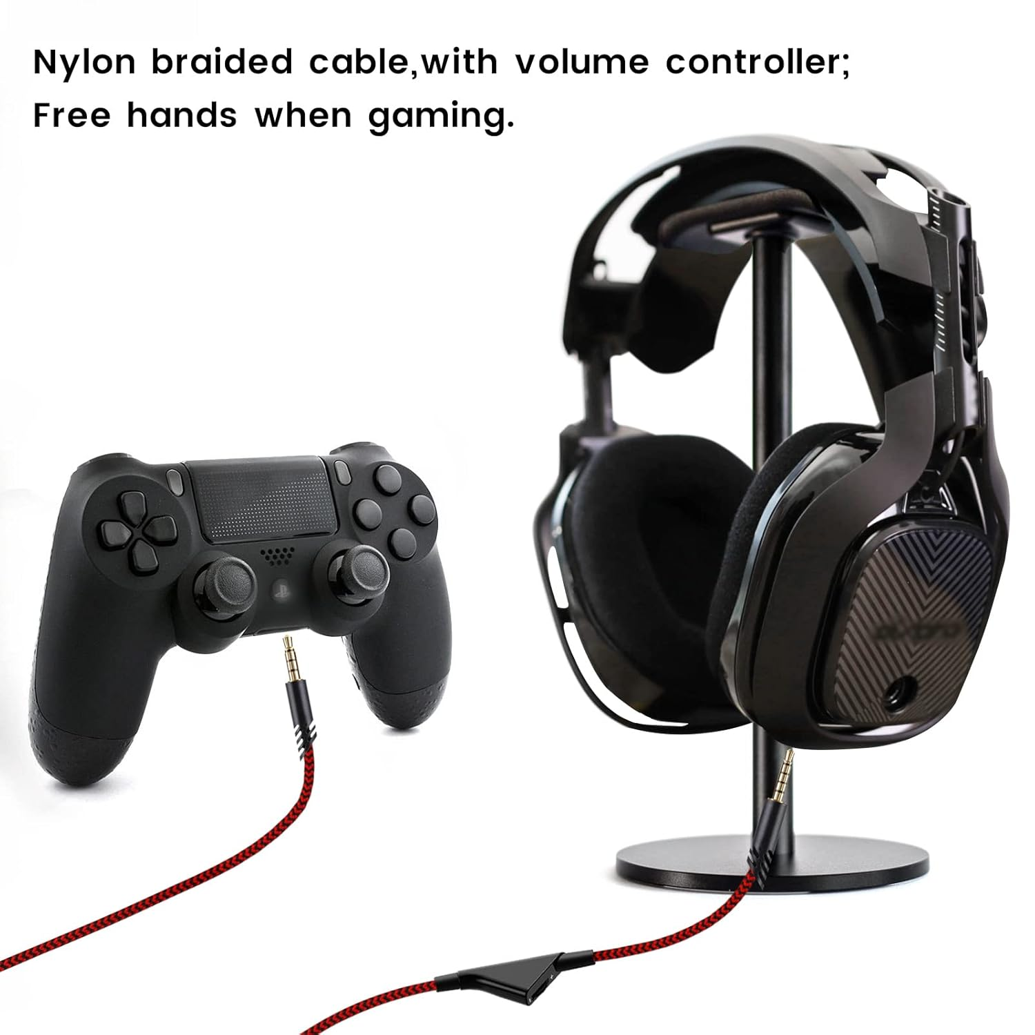 Weishan A10 Headset Cable Replacement for Astro A40 A40 TR, 3.5Mm(1/8") Braided Removable Aux Cord with Inline Volume Controller, 6Ft