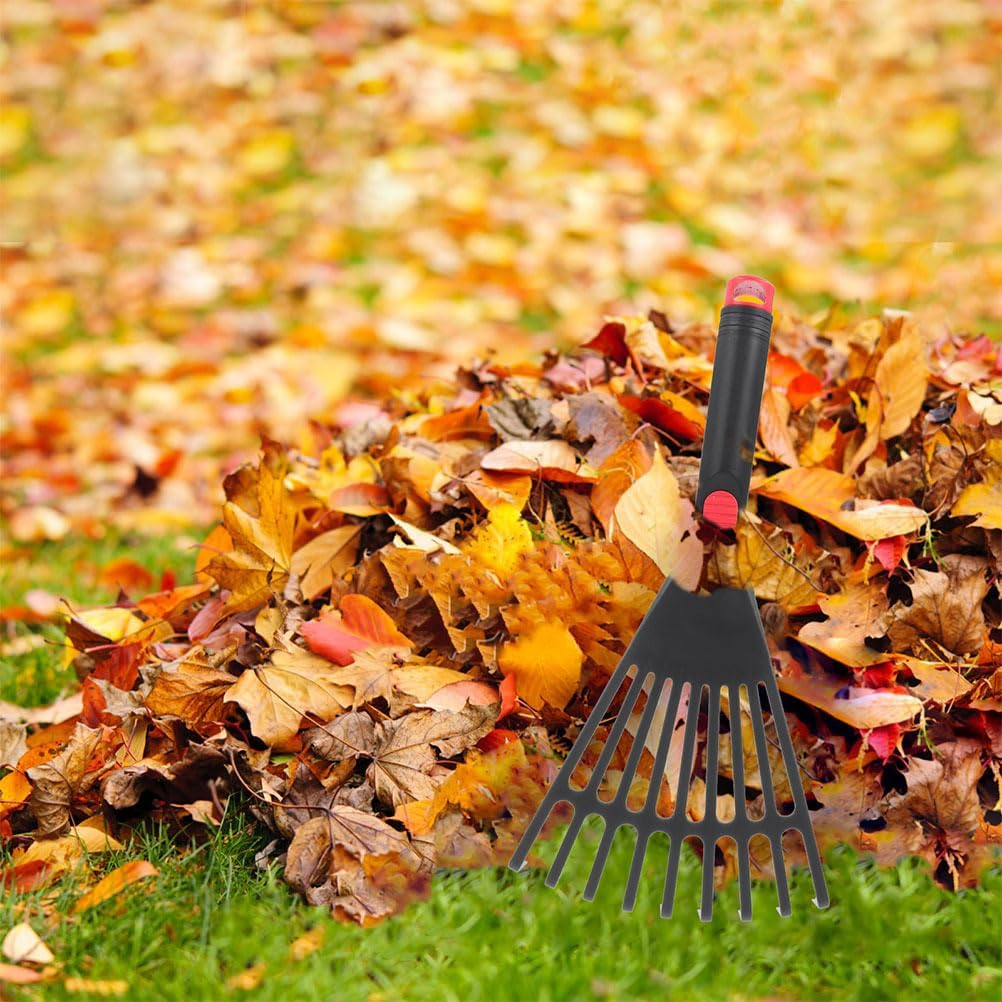 Small Leaf Rake Gardening Tool with Handle for Collecting Leaves and Debris in Your Garden and Lightweight and Design