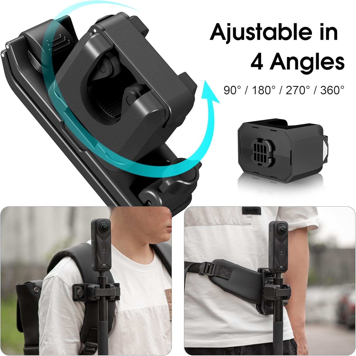 STARTRC VCR Selfie Stick Holster Backpack Strap Clip Mount for Insta 360 X5 X4 Go Ultra ACE Pro 2 Ajustable Quick Release for Pro Hero 13 12 Max 2 for DJI Osmo Nano Action 5 Camera Accessories