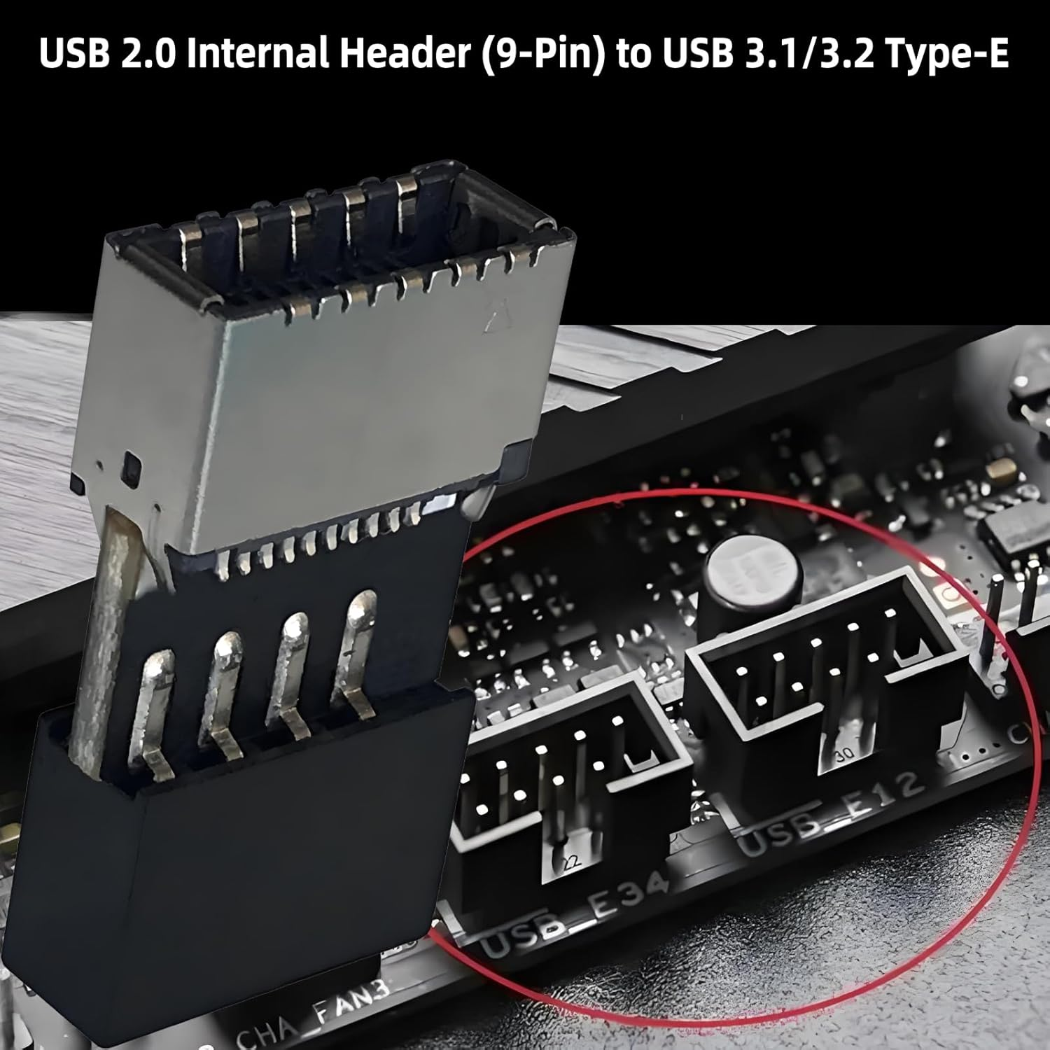 USB 2.0 to USB 3.2 Gen 1 Header Adapter Front Panel Connector Motherboard USB 9Pin to Type-E/Usb C image number 6
