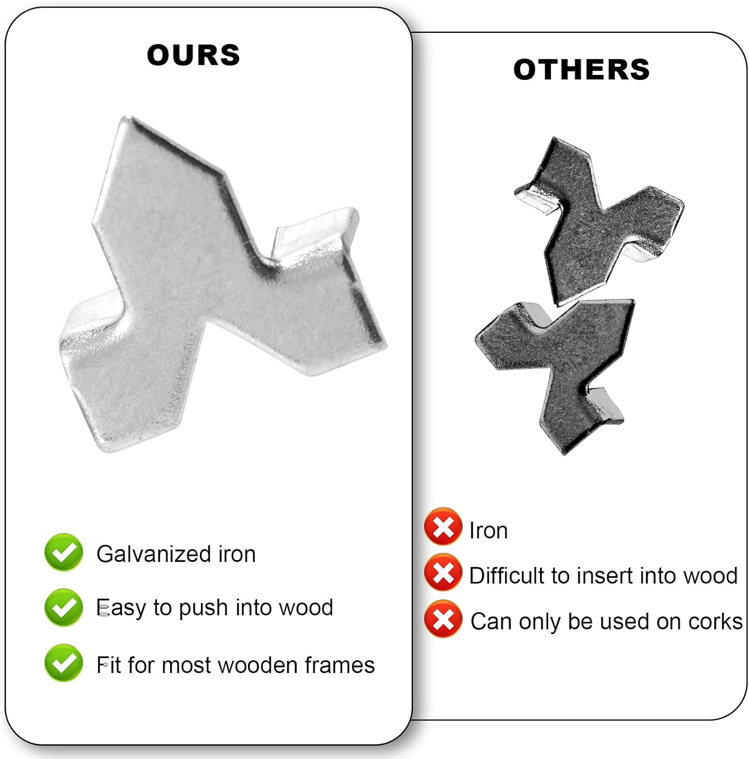 BOXOB 300Pcs Glazing Points, Premium Zinc Finish Glazier Push Points for Picture Framing Glass Installation Window Glazing Cross Stitch Picture Framing Tools and Supplies(Silver) image number 1