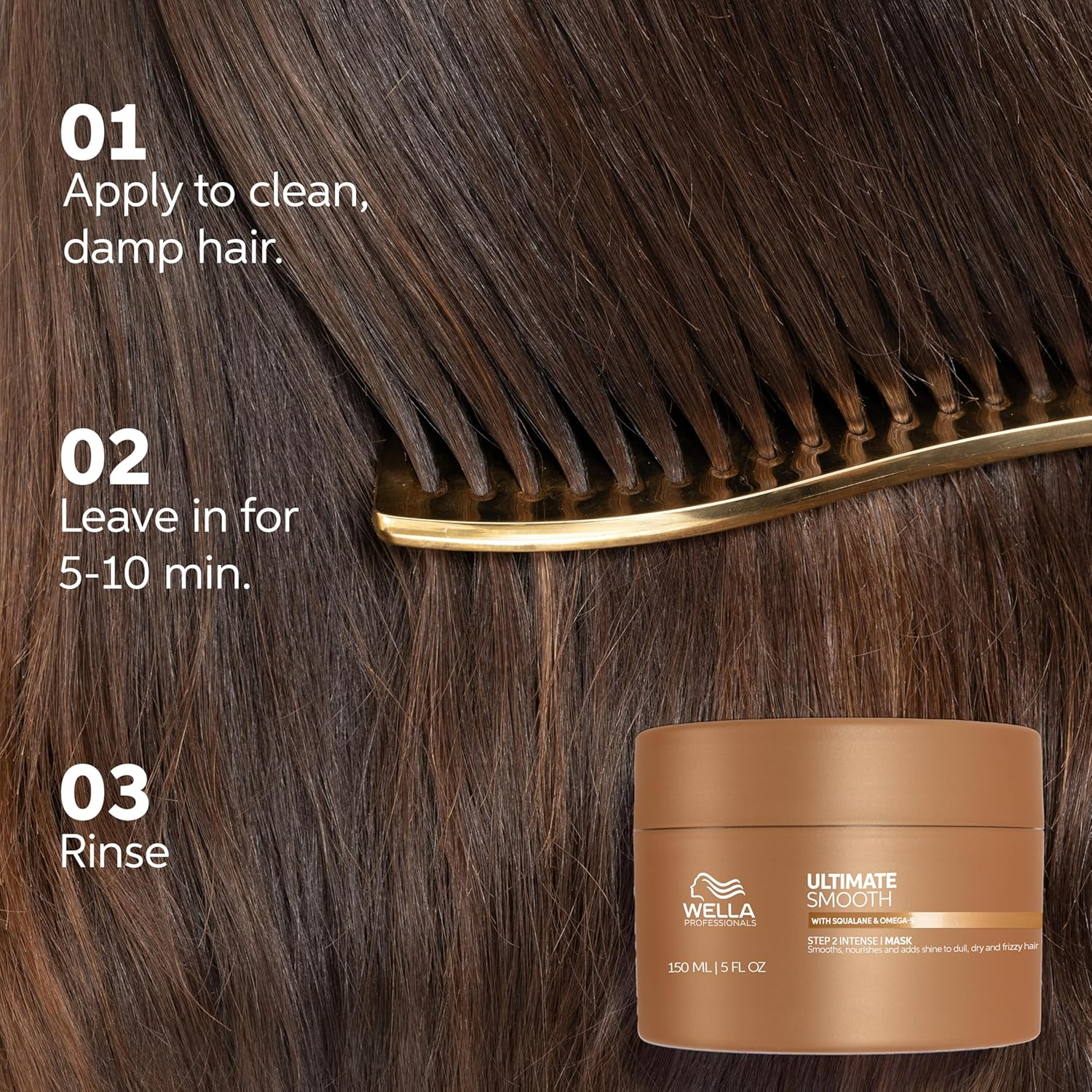 Wella Professionals ULTIMATE SMOOTH Hair Mask - Nourishing Hair Mask with Squalane & Omega 9 - for Dry, Dull & Frizzy Hair (150Ml)