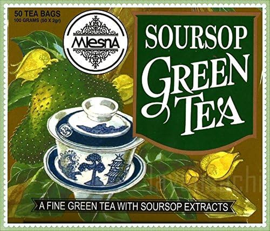 Mlesna Pure Ceylon Soursop Green Tea 50 Tea Bags Box. (100G) image number 3