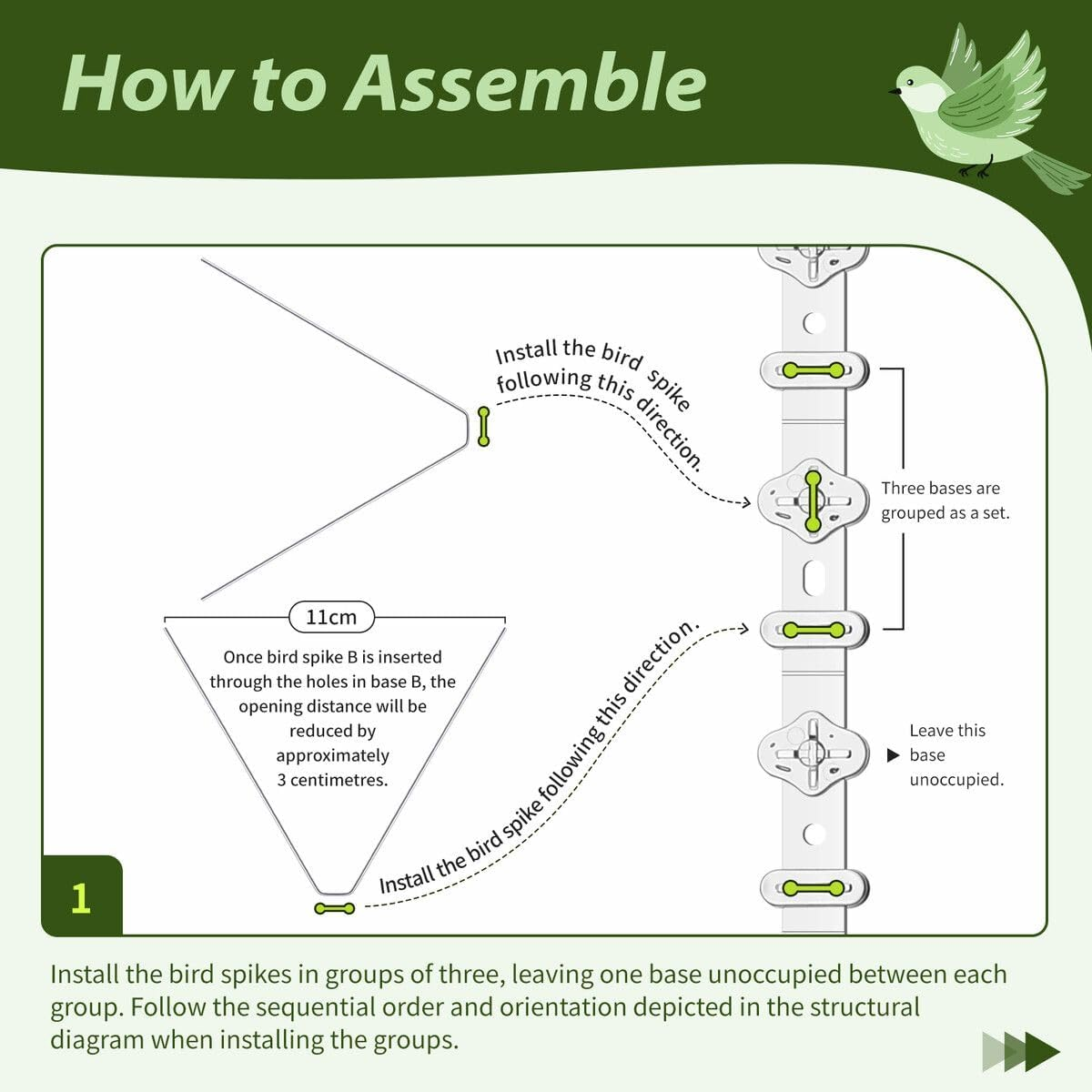 OGL 40Pcs anti Bird Spike Kit Deterrent Repellent Pigeon Pest Control Fence Humane Steel Prevention Arrows PC Bases image number 4