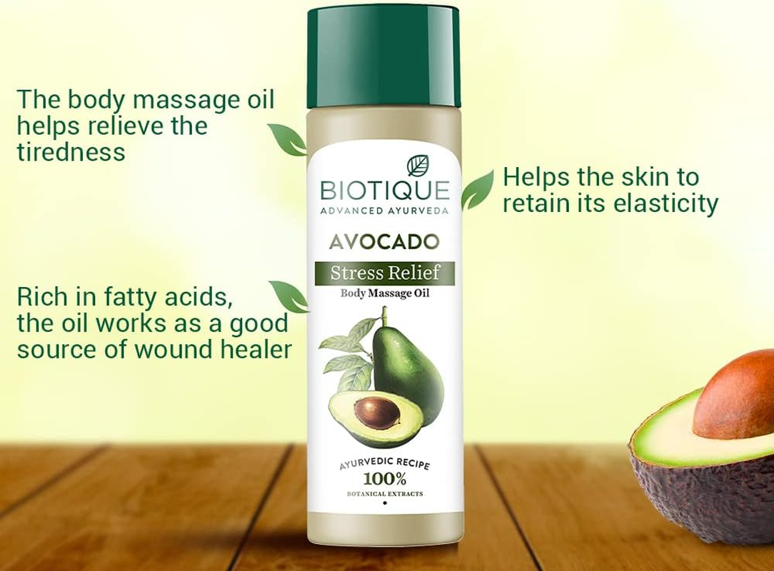 Biotique Bio Cado Avocado Stress Relief Body Massage Oil, 200Ml image number 4