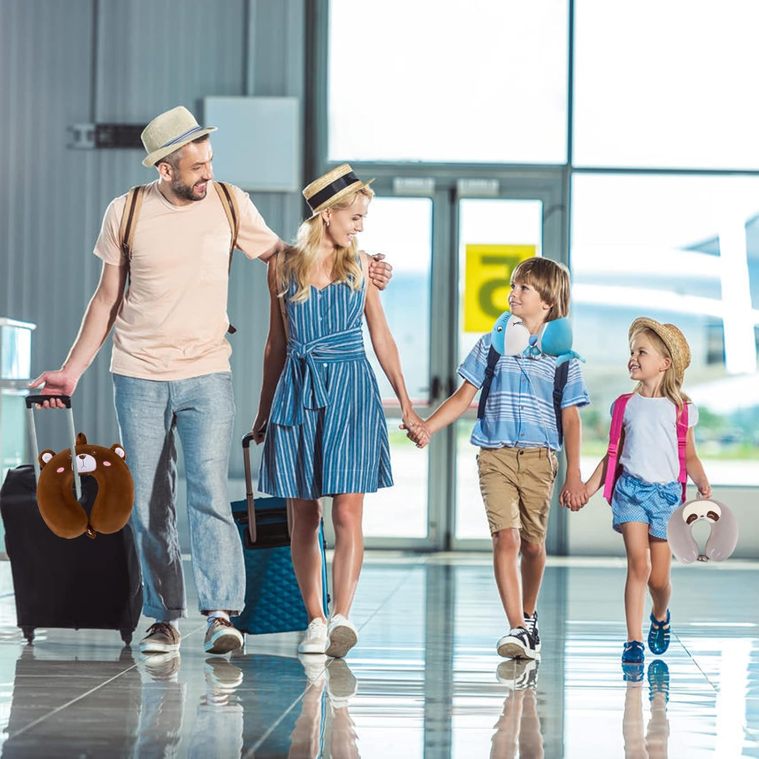 Kids Neck Pillow for Traveling, Upgraded Cartoon Cute Travel Neck Pillow for Kids Boys & Girls, Airplane Memory Foam Travel Pillow for Flight Headrest Sleep, Portable Plane Accessories (Crocodile) image number 5