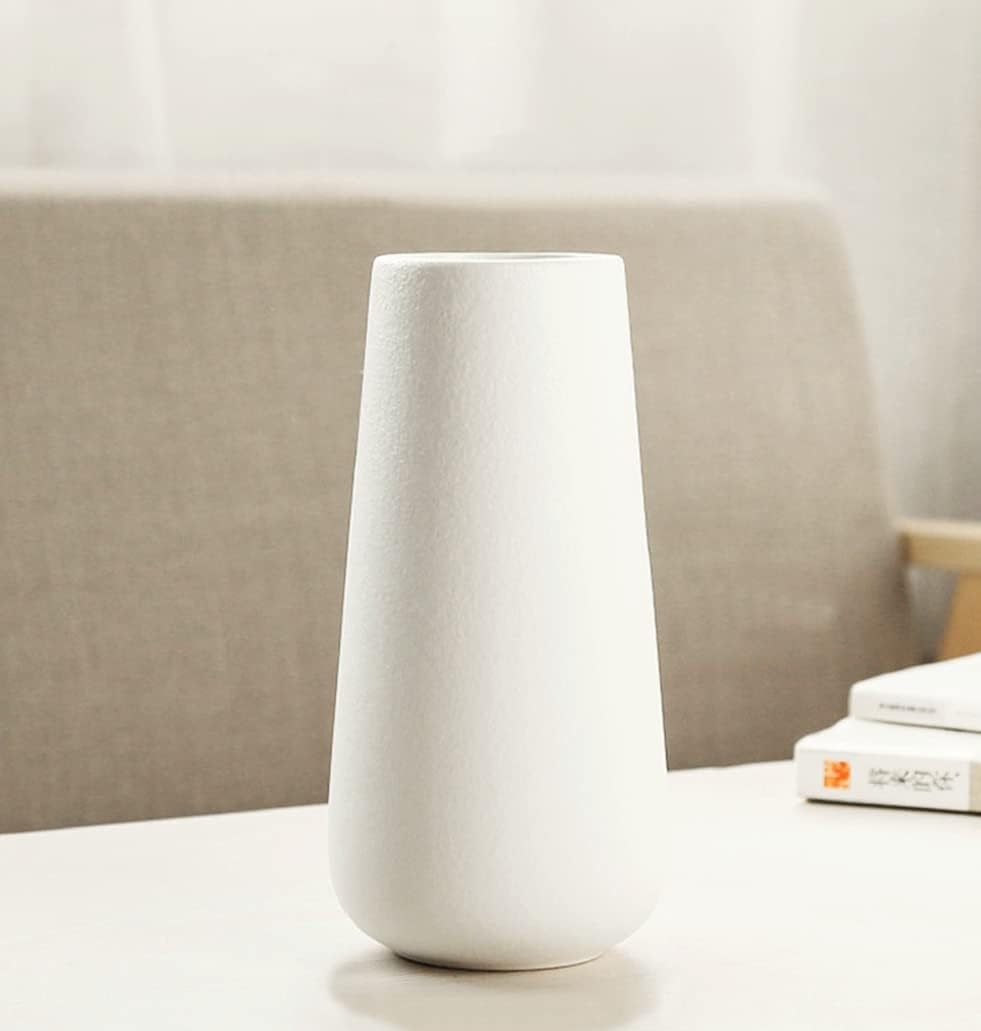 28 CM Tall Matt White Ceramic Vase for Flowers & Pampas Grass, Classic Rustic Style Decorative Vases for Home Decor Table Centerpieces image number 7