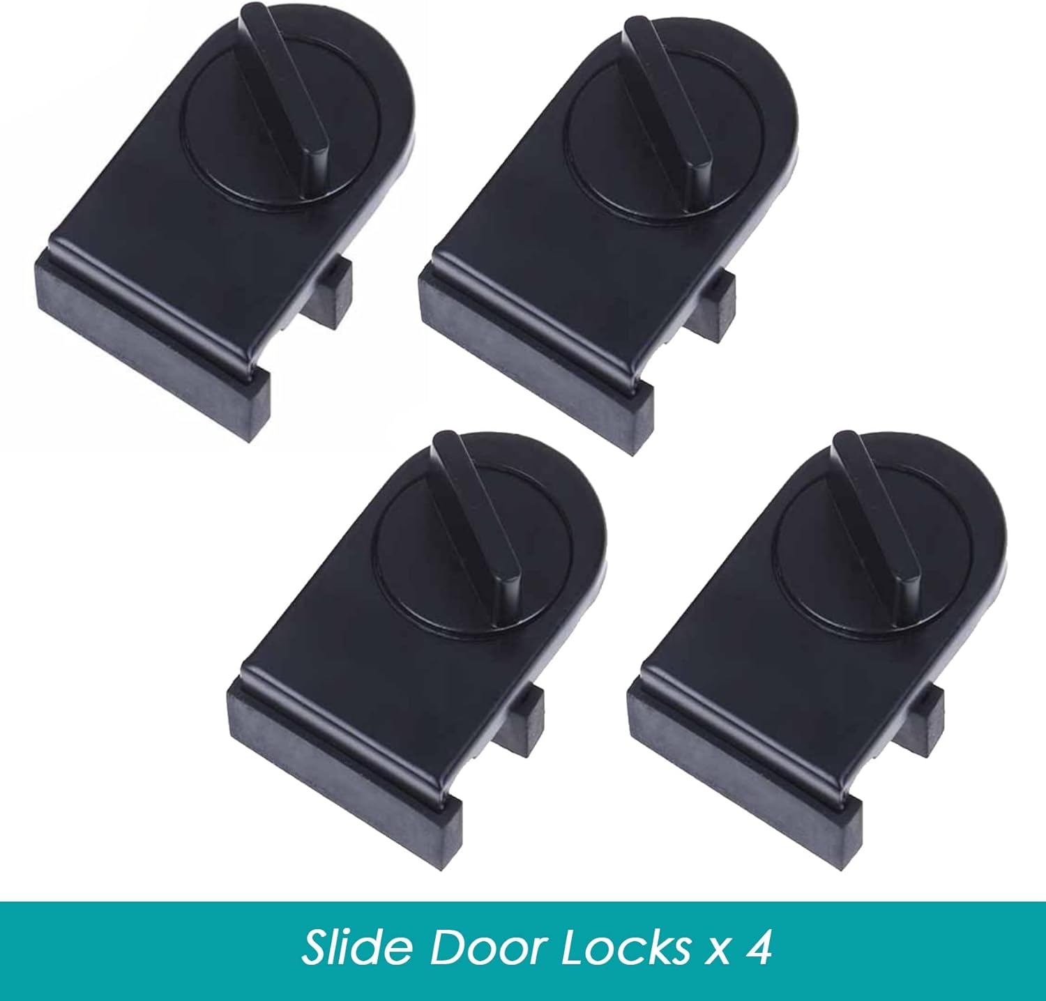 4 Pack Slide Door Security Locks, Instant Sliding Window Track Rail Stoppers, Good for Travel and Child Safety (Black) image number 4