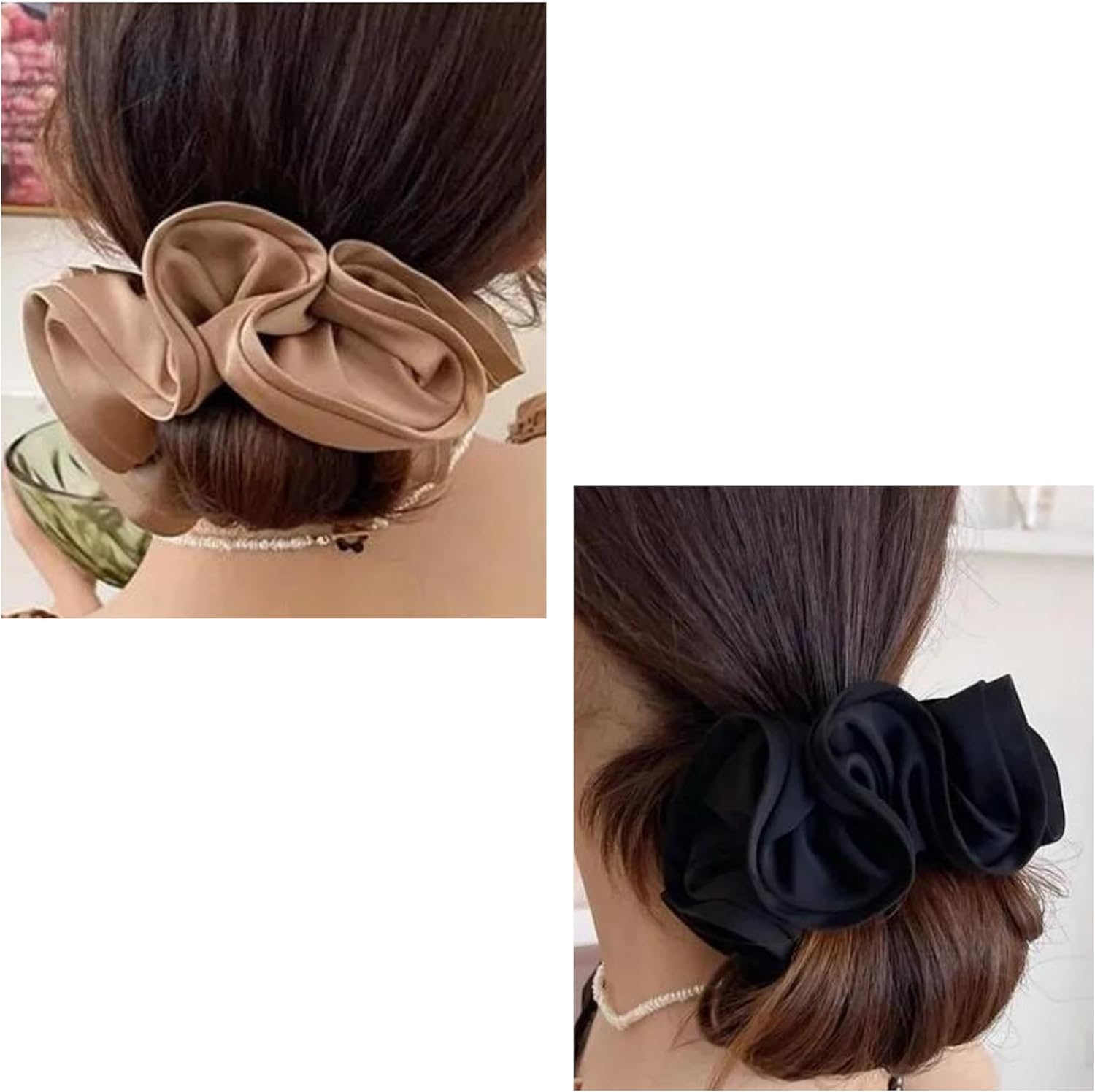 Specora Satin Scrunchie Champagne - Pack of 2 Hair Bobbles for Women - Gentle on Hair & with Elegant Shine image number 3