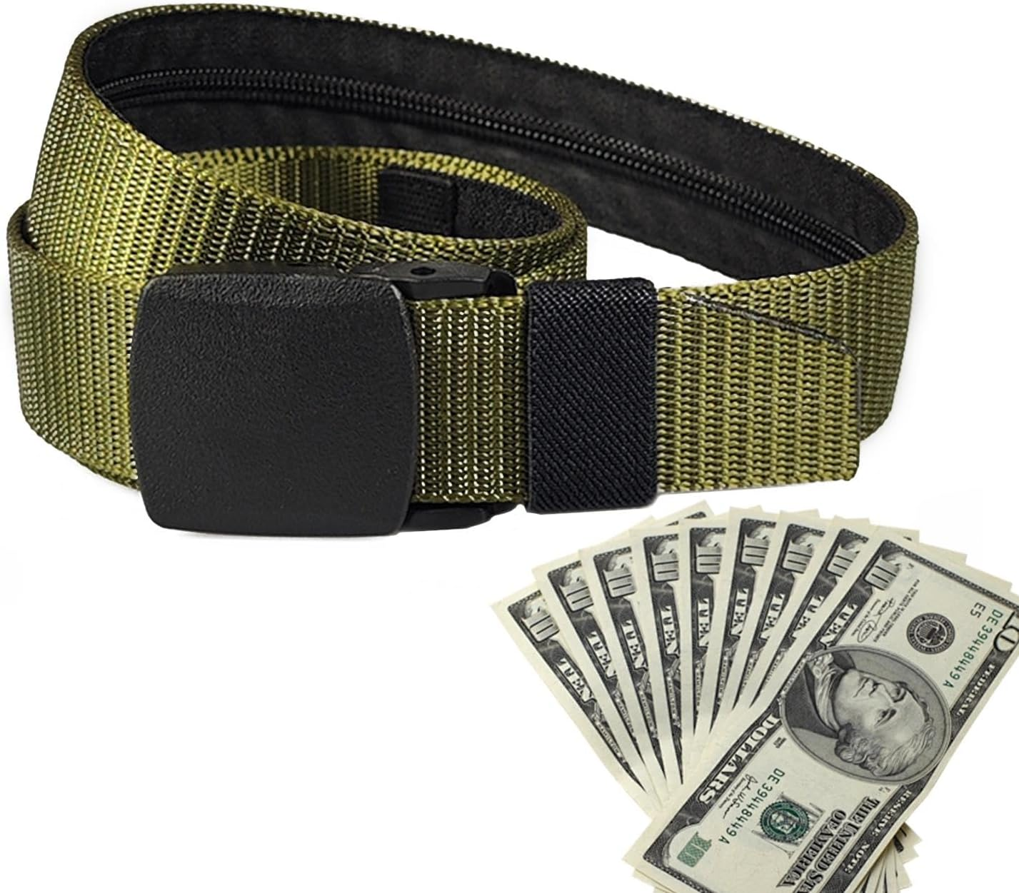 Travel Safety Belt, Travel Bag Belt - Belt with Wallet, Security Money Belt for Valuables, Travel Anti-Theft Belt, Cashsafe Wallet Belt, Safe Waist Belt for Men, Holds, Coffee, See Description, See
