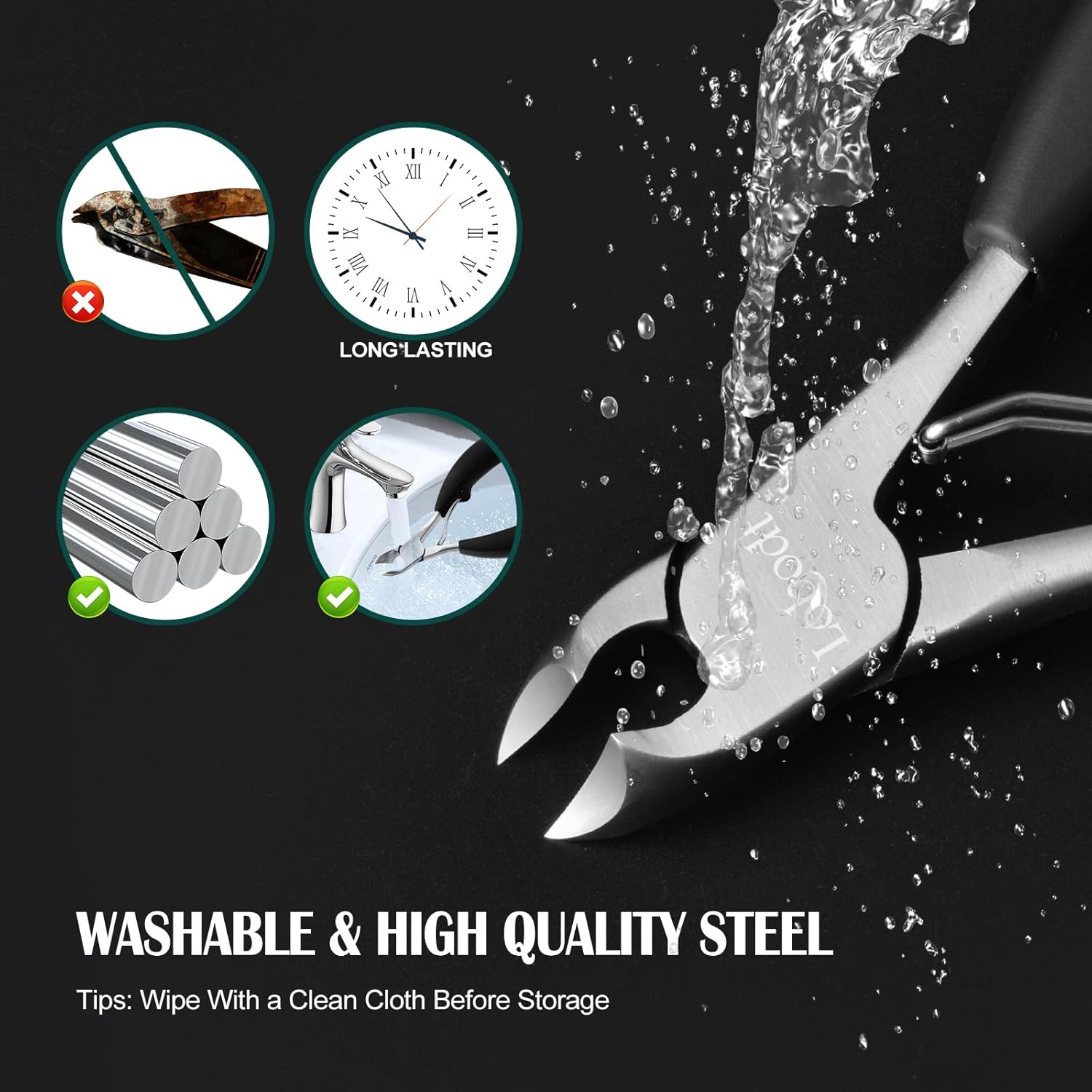 Lobodt Nail Forceps,Nail Clipper for Ingrown or Thick Nail,Heavy Duty Toenail Clippers, Upgraded Toe Nail Clippers for Men, Professional Toenail Clippers for Thick Nails for Seniors image number 2