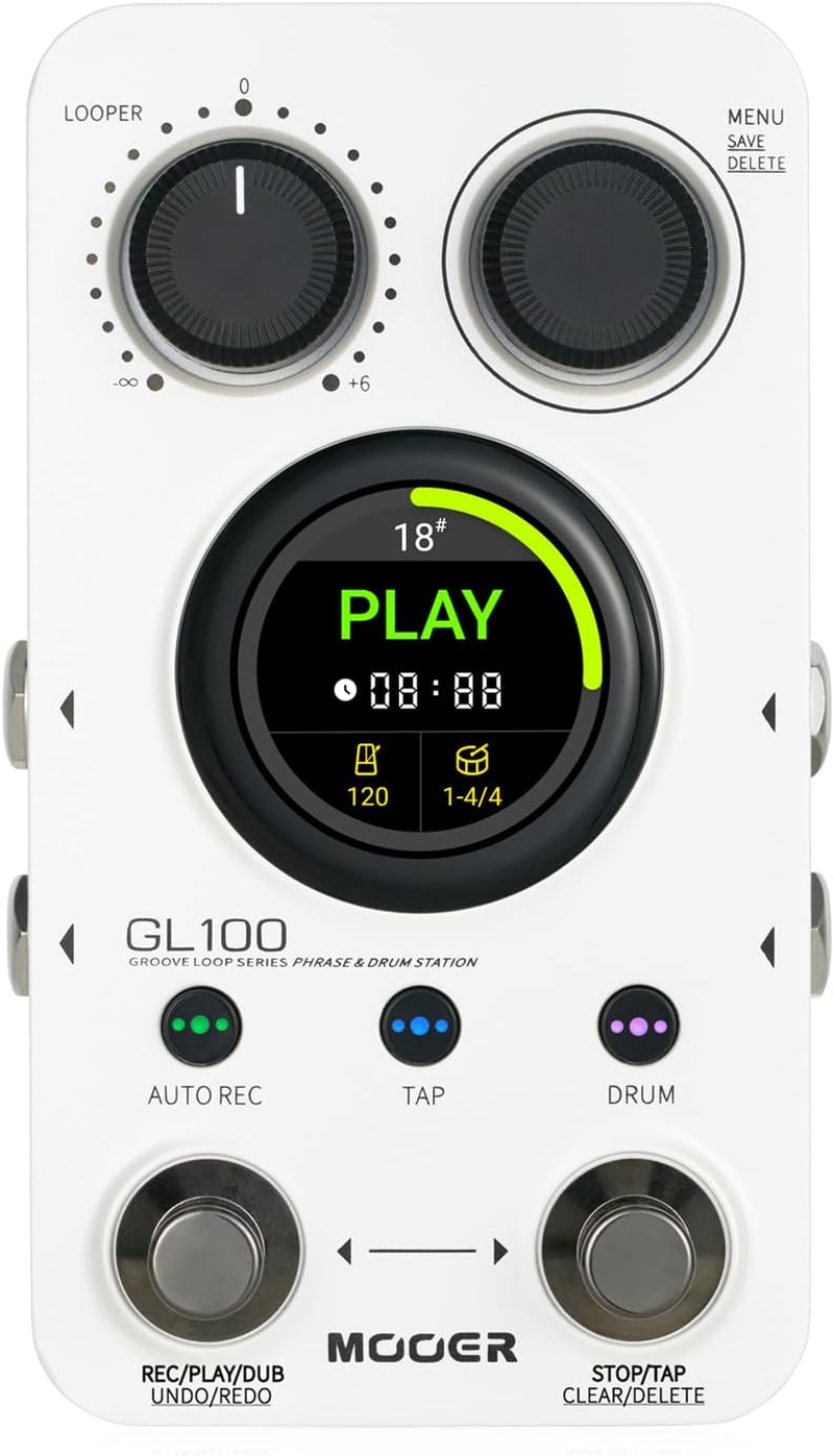 MOOER GL100 Looper Pedal Drum Machine, 2 in 1 Drum Looper Guitar Pedal 1.3-Inch Touchsreen with 300 Min in Total 100 Slots 220 Drum Grooves Auto-Record Time Stretch Function Dedicated Editor Software image number 6