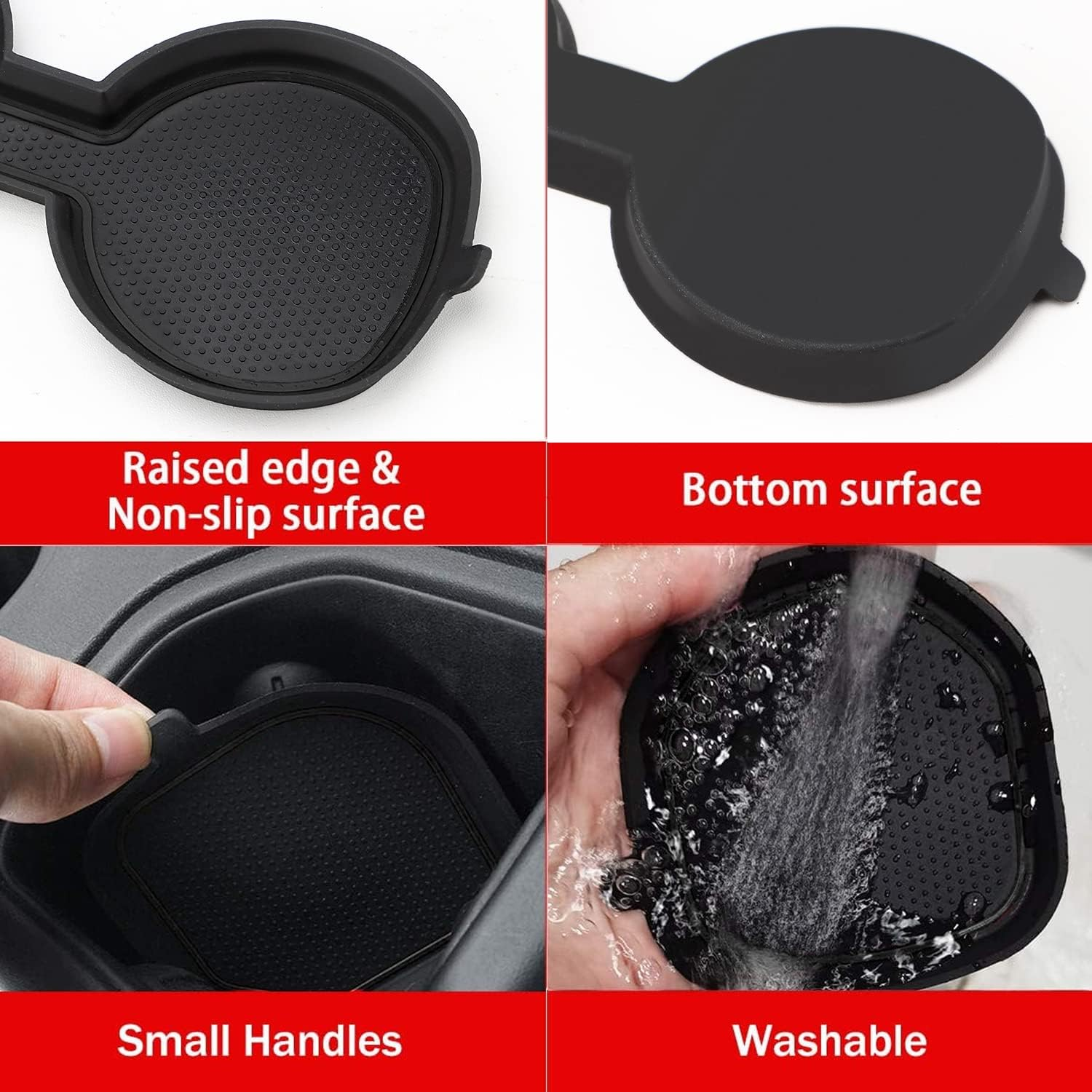 Auovo 3D Cup Holder Inserts Coaster Compatible with Toyota RAV4 Accessories 2024 2023 2022 2021 2020 2019 Silicone Cup Mat Pad Interior Decoration (Black Trim, 2-Pcs Kit) image number 5