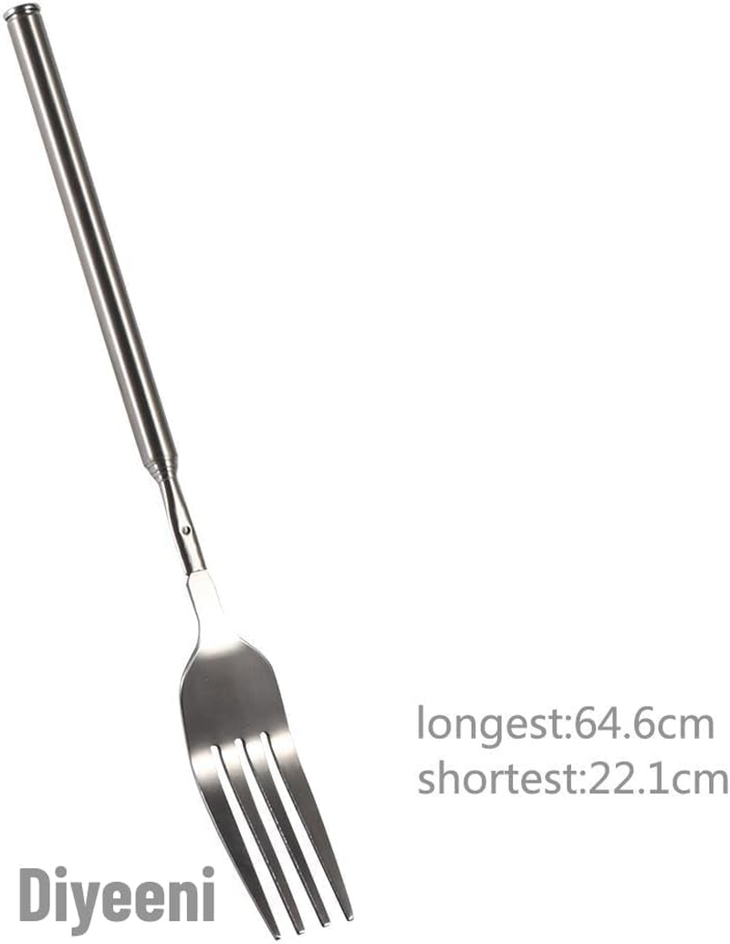 Stainless Steel Dinner Fork,Bbq Telescopic Extendable Dinner Fruit Dessert Long Handle Fork Stainless Steel Cutlery,Anti Rust,Sturdy And image number 5