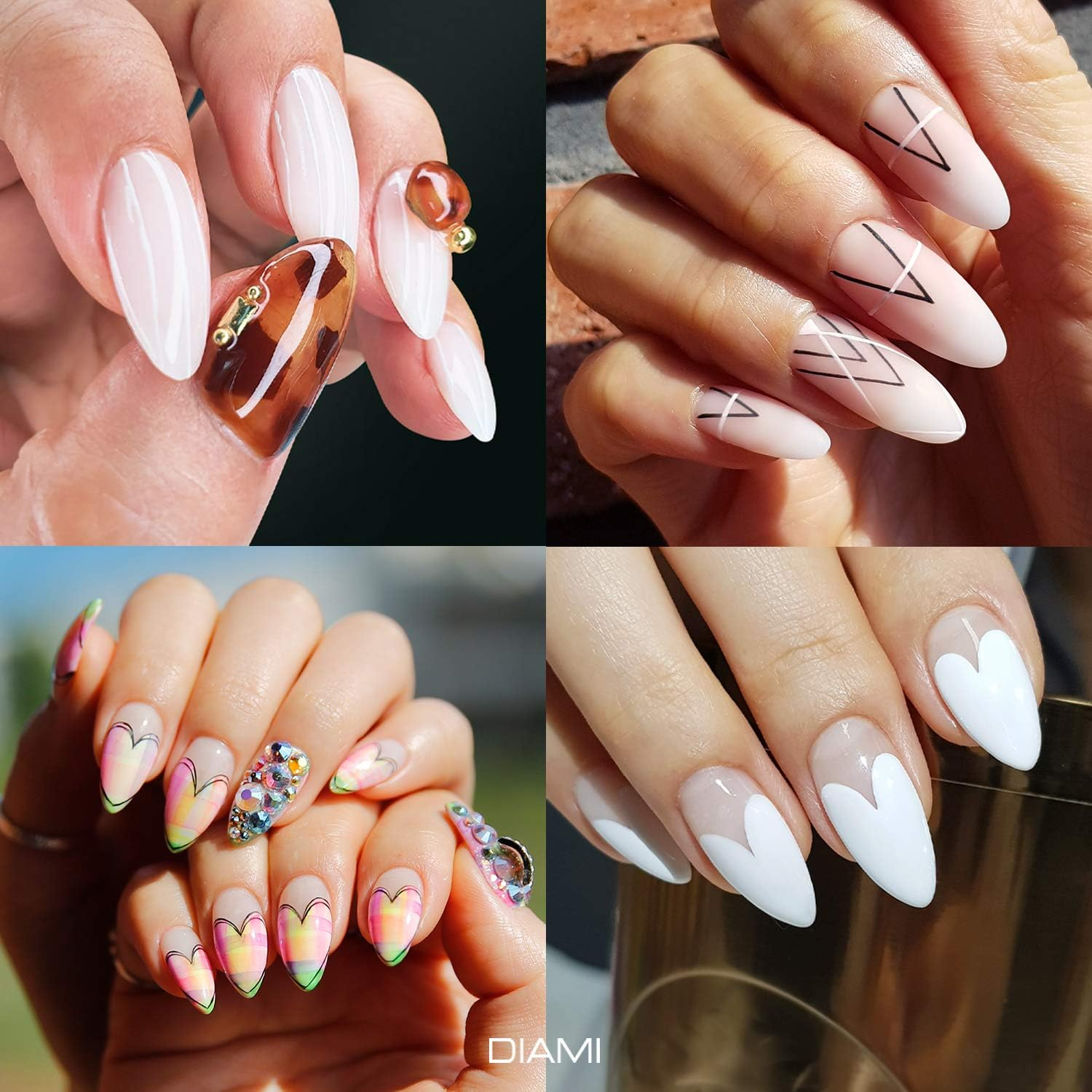 DIAMI Canoe Tips Clear 1Box (360Pcs, 12Sizes) - Long Oval Shaped Nail Tips | Clear Nail Tips for Acrylic Nails | Fake & Full Cover Nail Tips | Natural Almond C Curve Gel Nail Tips Clear & Long image number 2