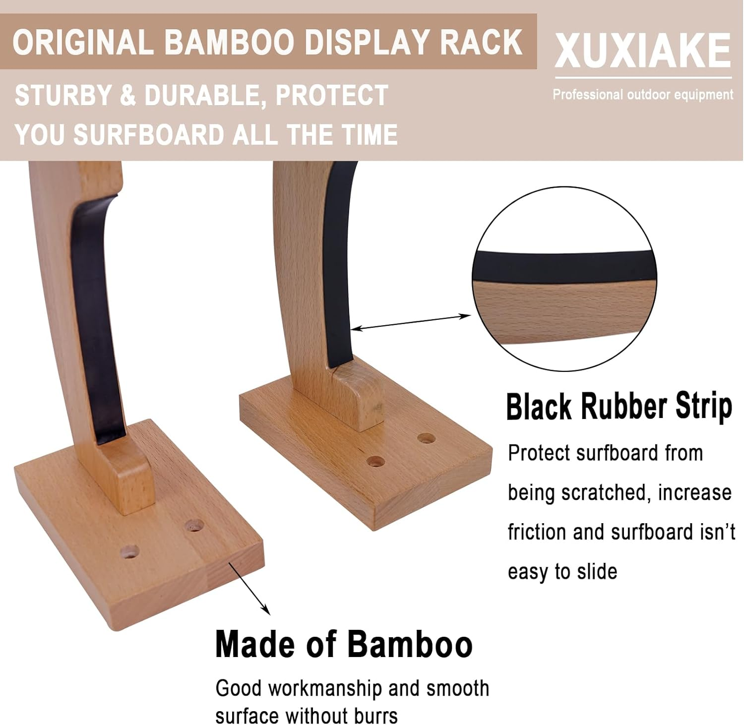 Surfboard Wall Mount Wooden Surf Board Wall Racks for Storage and Display Your Surfboards/Skimboards/Skateboards image number 3