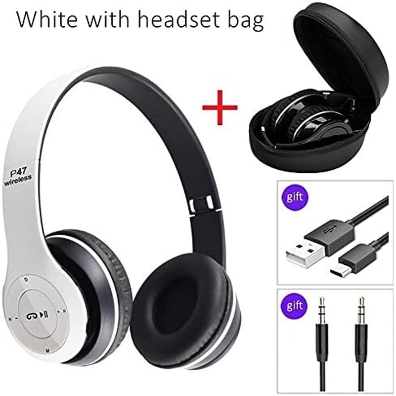 Wireless Foldable Bluetooth Headphones Noise Cancelling Hifi Stereo Earbuds with Microphone Headset Bag for Kids Gift (White) image number 3