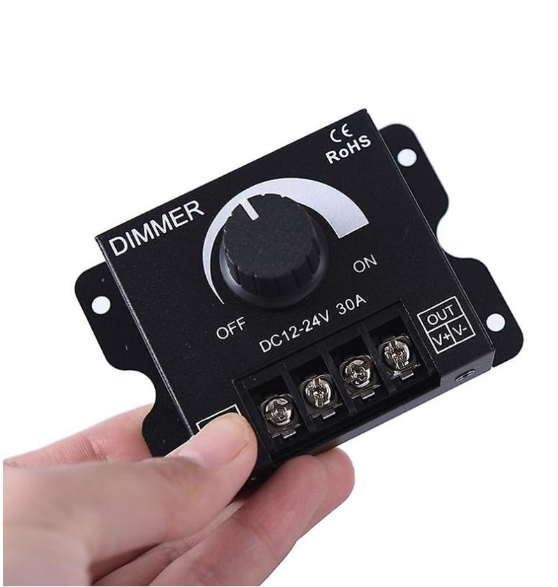 LED Dimmer Switch for LED Lights, Dimmer Switch Knob, DC12V-24V 30A PWM Dimming Controller for Adjust Brightness On/Off Switch with Aluminum Housing image number 2