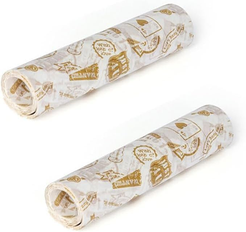 WADY 100 Sheets Food Grade Wrap Paper, Wax Paper Sheets for Food, Food Grade Wrap Paper Greaseproof Sandwich Wrap Paper, Baking Wrapping Paper Deli Paper,For Sweets Cakes Cheese Baking (Style Stamp) image number 6