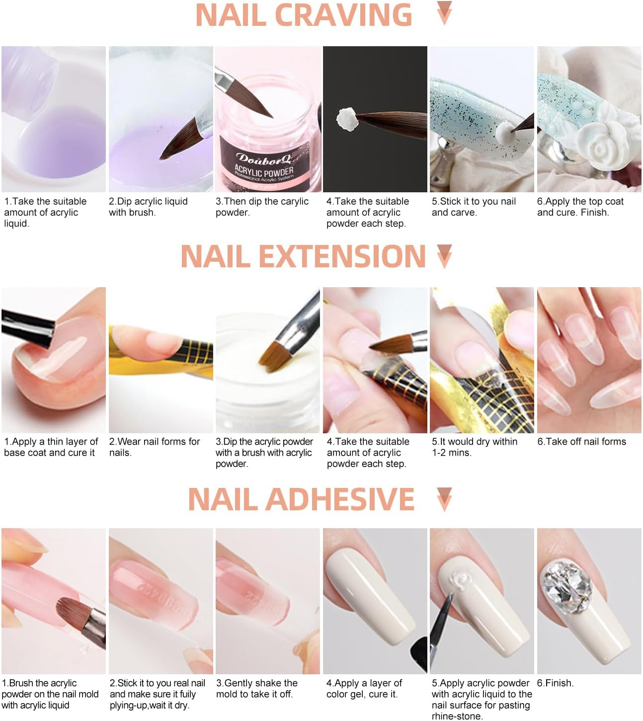 Douborq Acrylic Nail Kit with Drill & U V Light Full Nail Kit Set Professional Nail Starter Kit for Beginners Acrylic with Everything image number 5