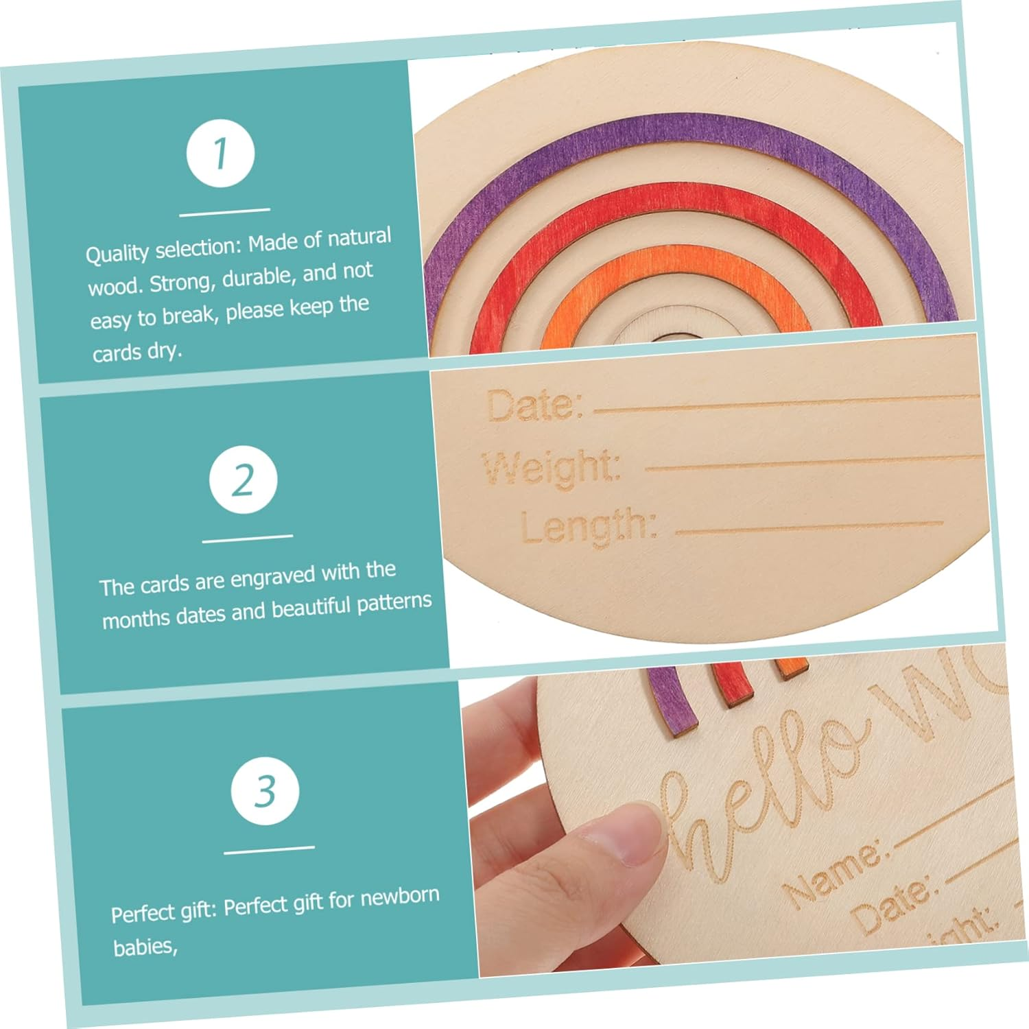 SUPVOX Wooden Milestone Month Cards Announcement Sign Nursery Decor Milestone Monthly Cards for Newborns image number 6