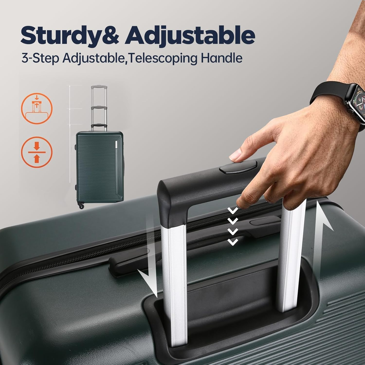 Syekcl Luggage Kit, 3 Pieces (20/24/28) with a Suitcase with General Wheels, ABS Durable Hard Shell Luggage Boxes (Dark Green, Large) image number 4