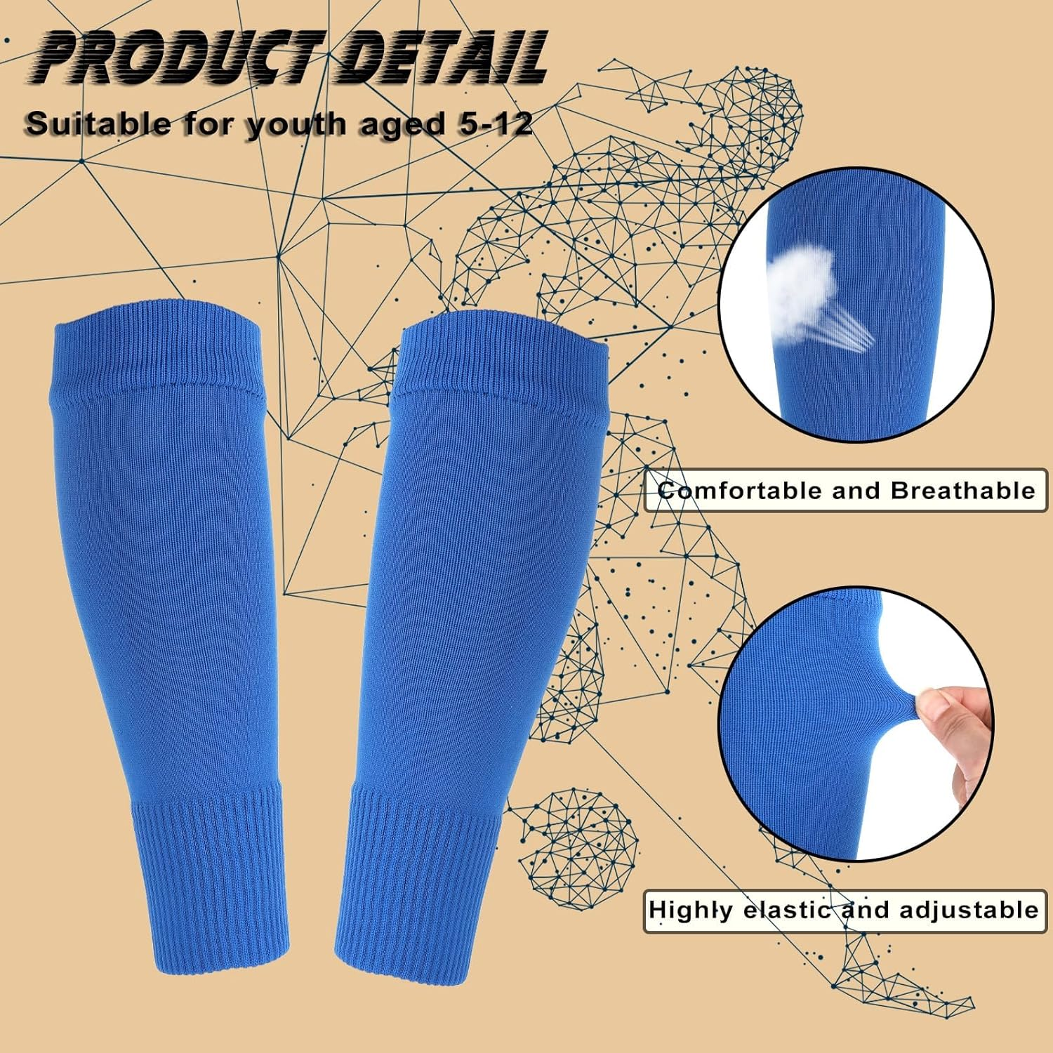 Football Shin Guards and Sleeves for Kids, Shin Pads and High Elastic Long Soccer Socks for 9-13 Years Boys Girls Children, Kids Football Socks for Football Games Leg Calf Protective Gear