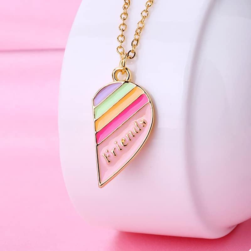 Magnetic BFF Necklace for 2 Girls Heart Rainbow Friends Necklace for Best Friend Christmas Birthday Gifts for Bestie Matching Friendship Necklaces for 2 Teen Girls image number 1