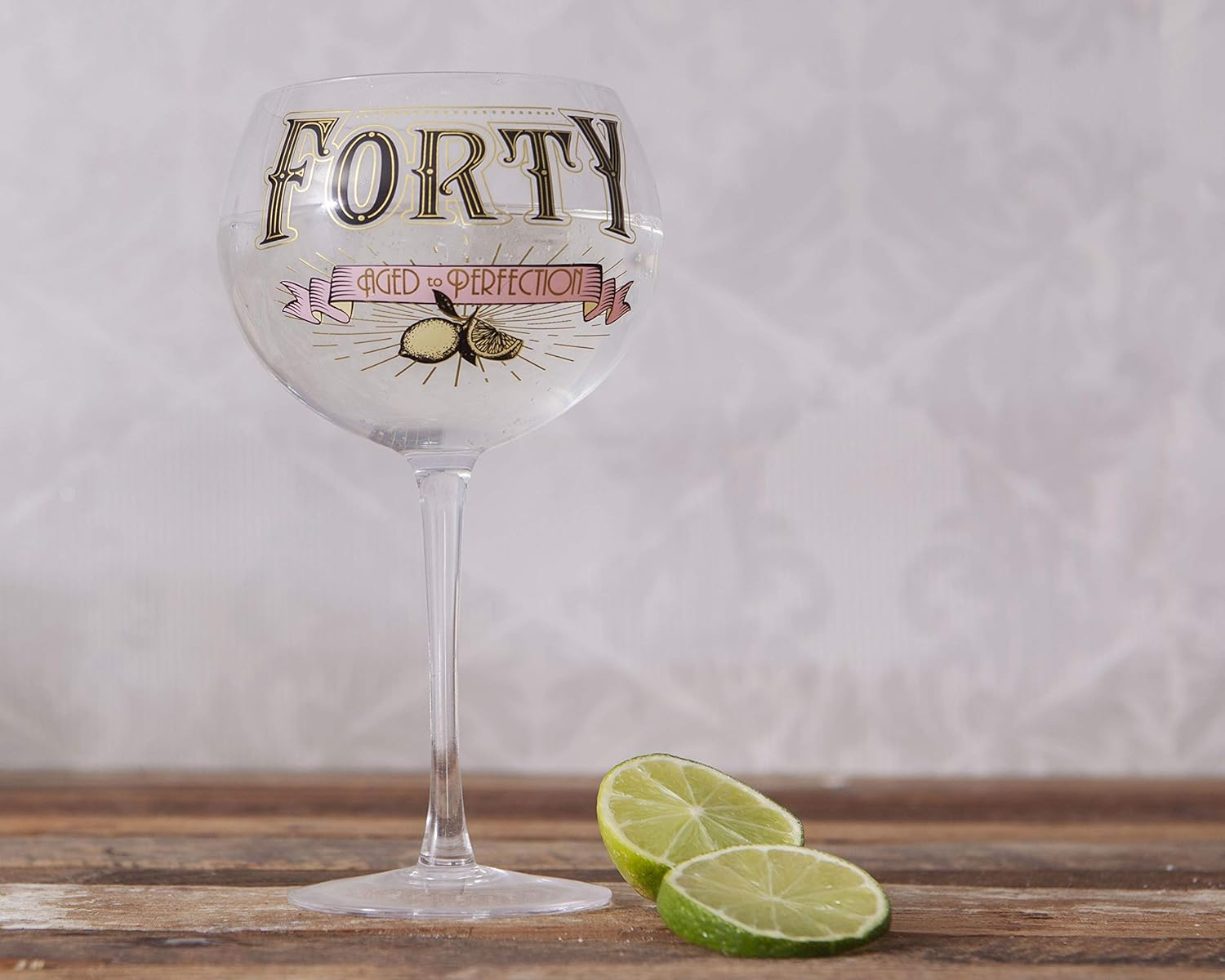 Boxer Gifts GWG340 Age &lsquo;Forty &ndash; Aged Prohibition Style Gin Bloom Glass | Glassware Perfect for a 40Th Birthday | Packaged in a Vintage Gift Box image number 4