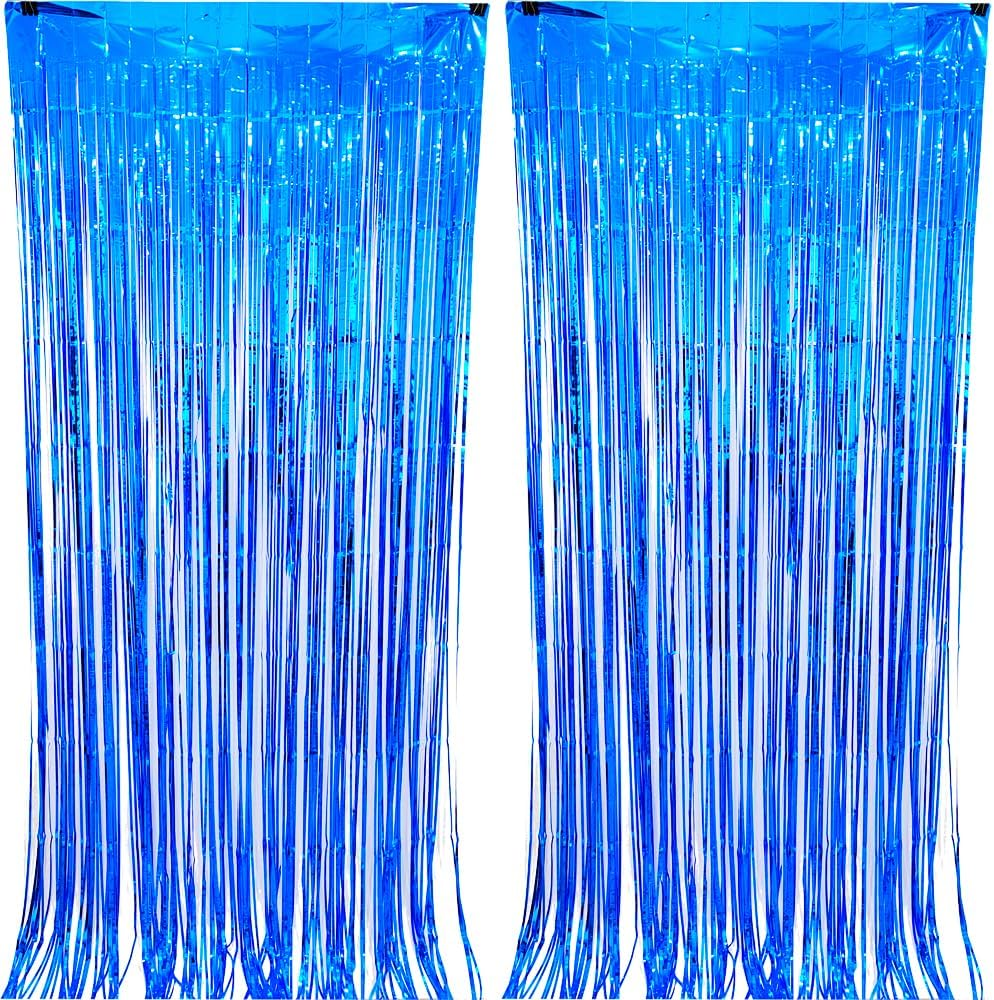 CYBERNOVA 2 Pack Fringe Curtain Backdrop, 3.2Ft X 6.6Ft Metallic Tinsel Foil Fringe Streamers Curtains Background for Wedding Birthday Anniversary Graduation Party Decoration (Silver)