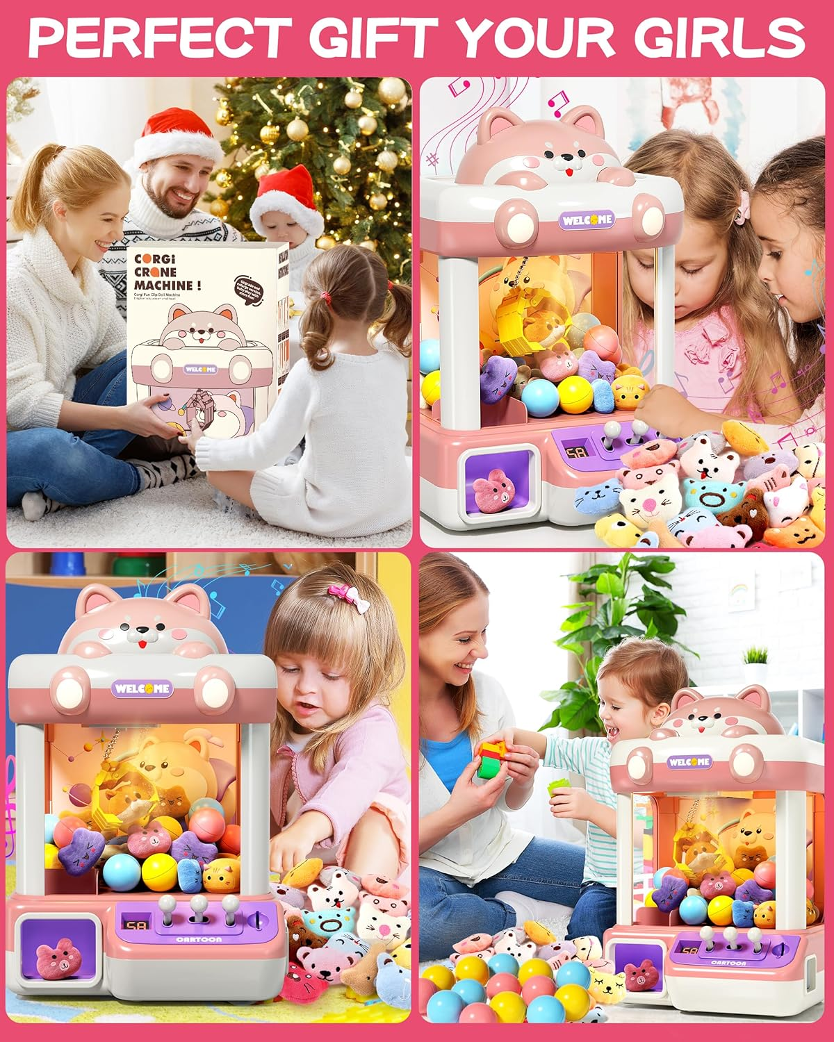 Jovow Claw Machine for Kids, Mini Vending Machine with Music, Prize Dispenser Toys for Girls and Boys, Electronic Claw Game Machine for Party Birthdays, Includes 45 Mini Toys (Large) image number 3