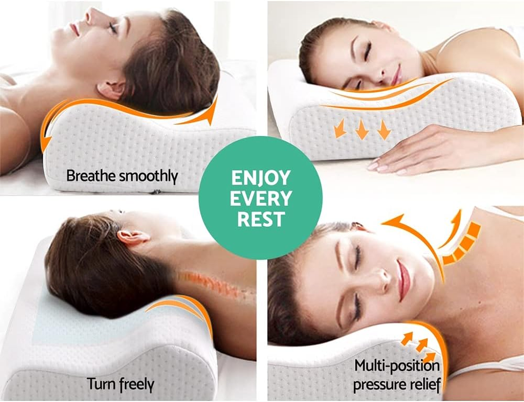 Giselle Bedding Memory Foam Pillow Cooling Gel for Sleeping Bed Hotel Cushion, Ergonomic Deep Sleep Neck Support Contour Orthopedic Side, Back and Stomach Sleepers with Cushions Cover image number 4